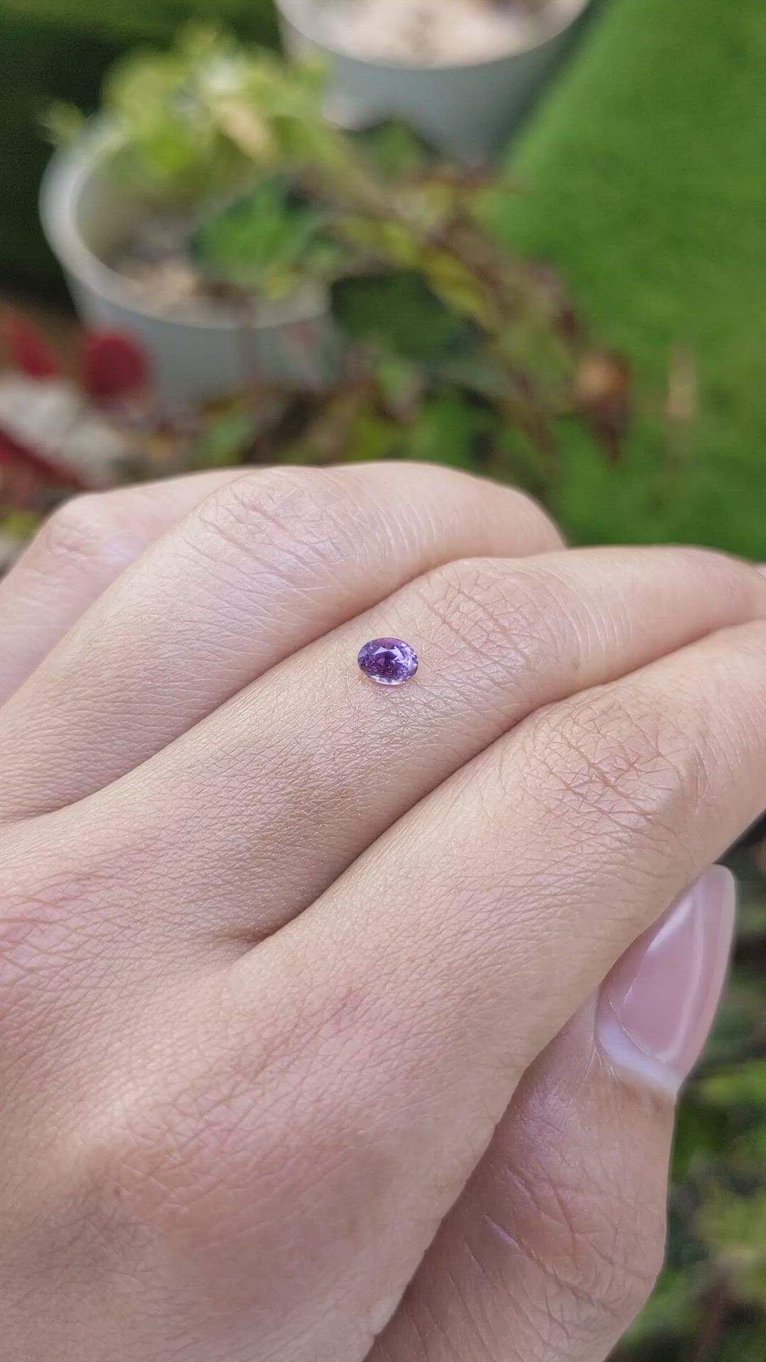 0.36 Ct. Pinkish Purple Sapphire from Ceylon (Sri Lanka) Size Video