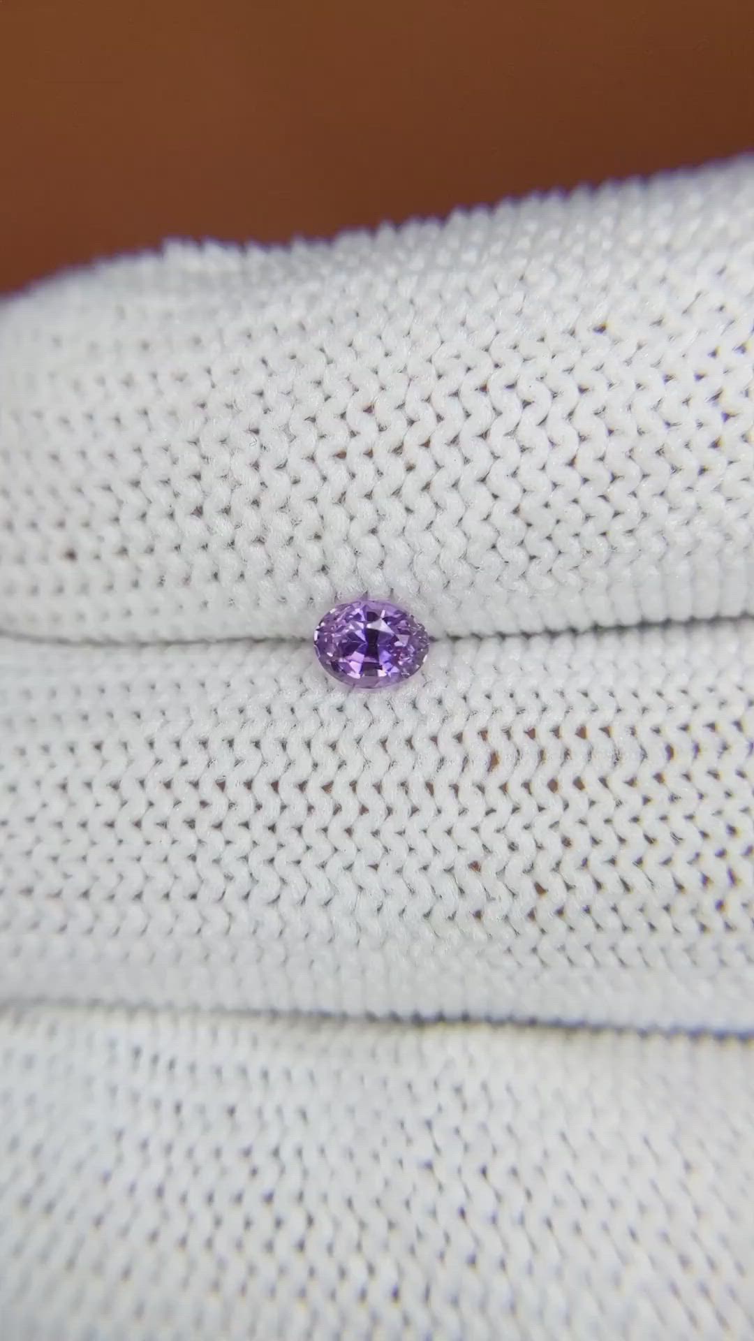 0.36 Ct. Pinkish Purple Sapphire from Ceylon (Sri Lanka) Size Video