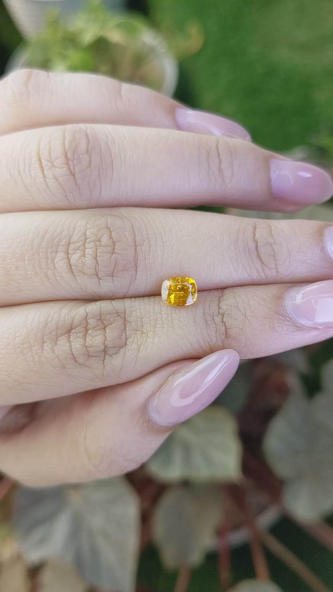0.98 Ct. Orangish Yellow Sapphire from Ceylon (Sri Lanka) Size Video