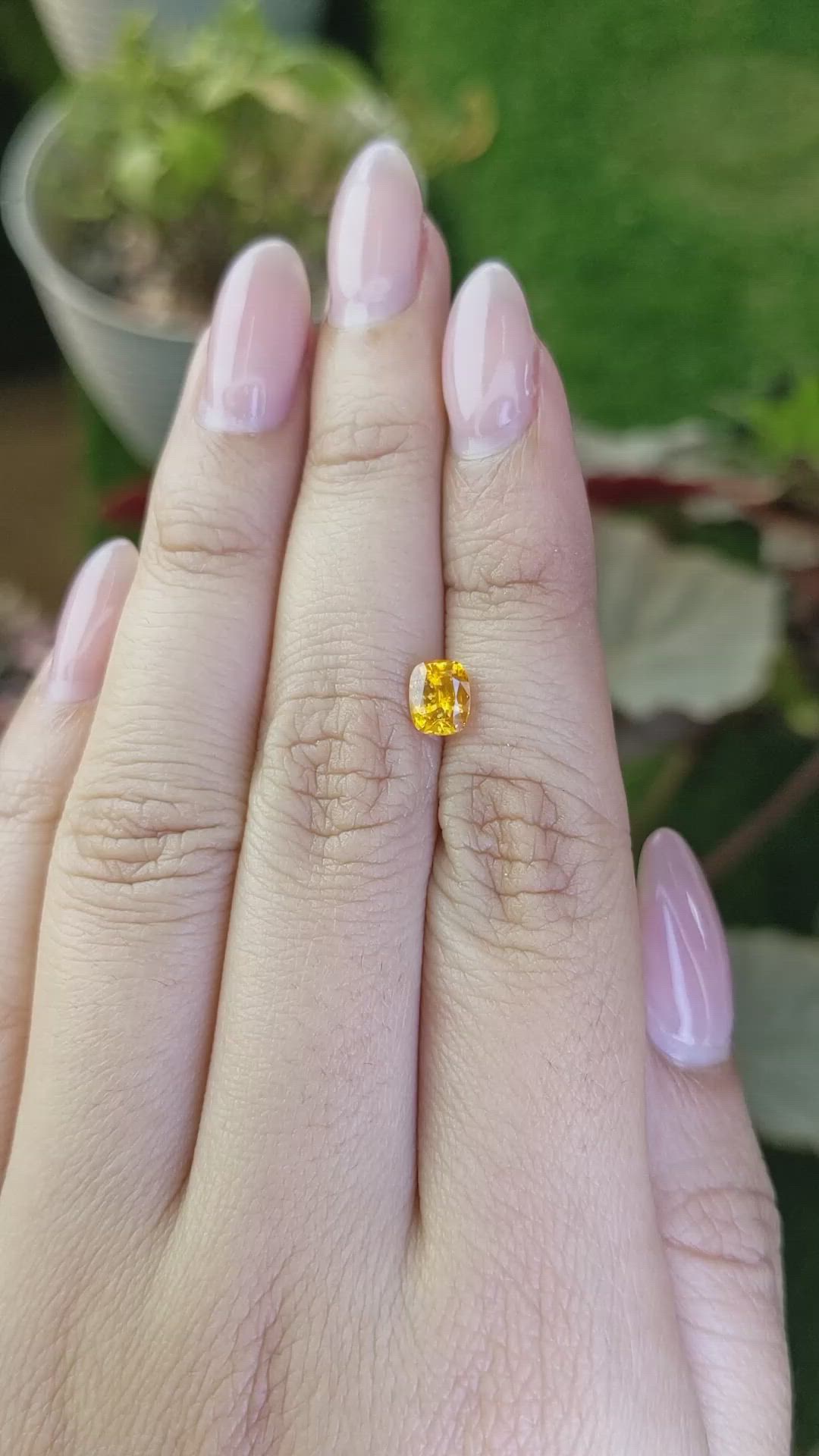 0.98 Ct. Orangish Yellow Sapphire from Ceylon (Sri Lanka) Size Video