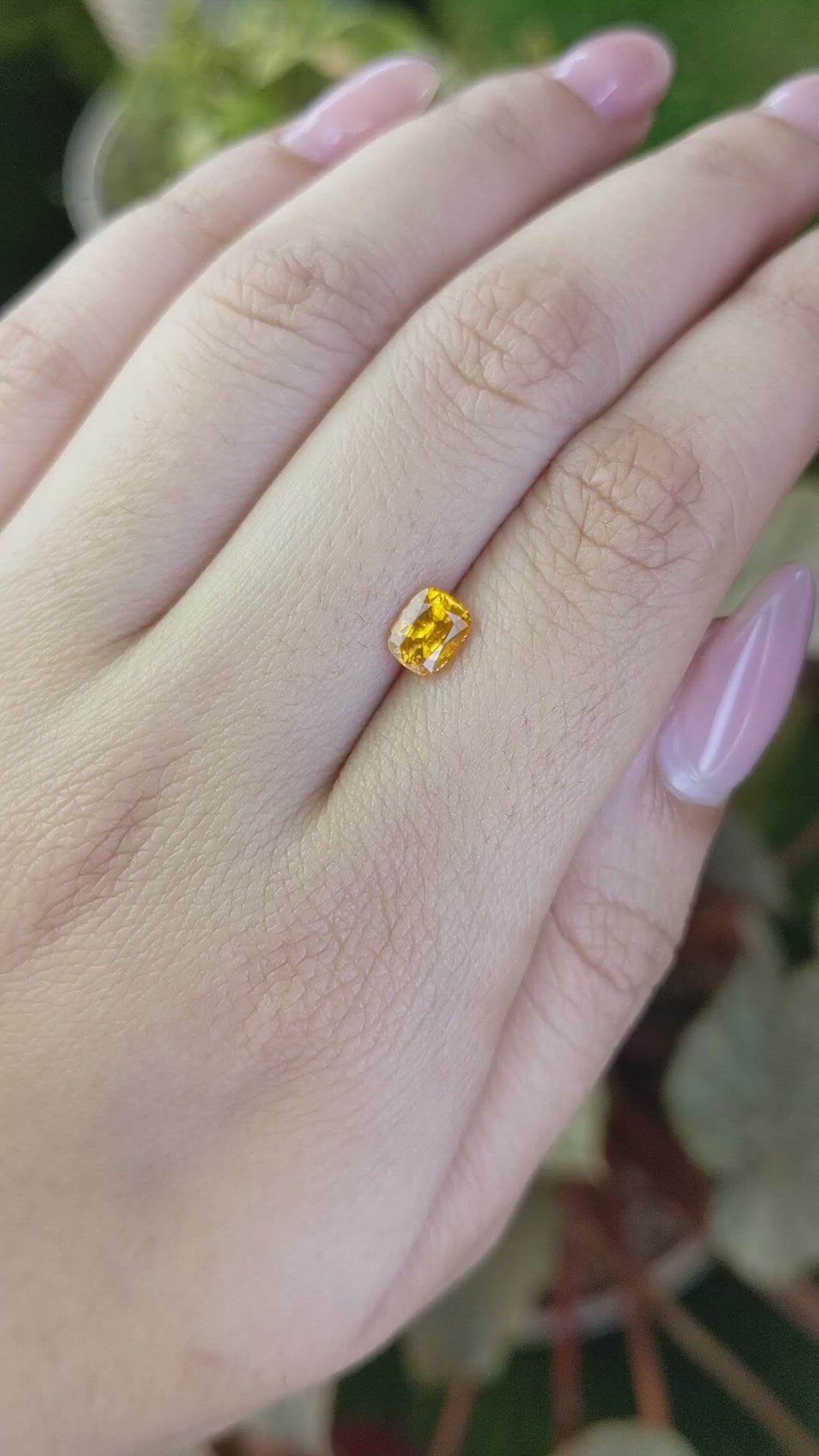 0.98 Ct. Orangish Yellow Sapphire from Ceylon (Sri Lanka) Size Video