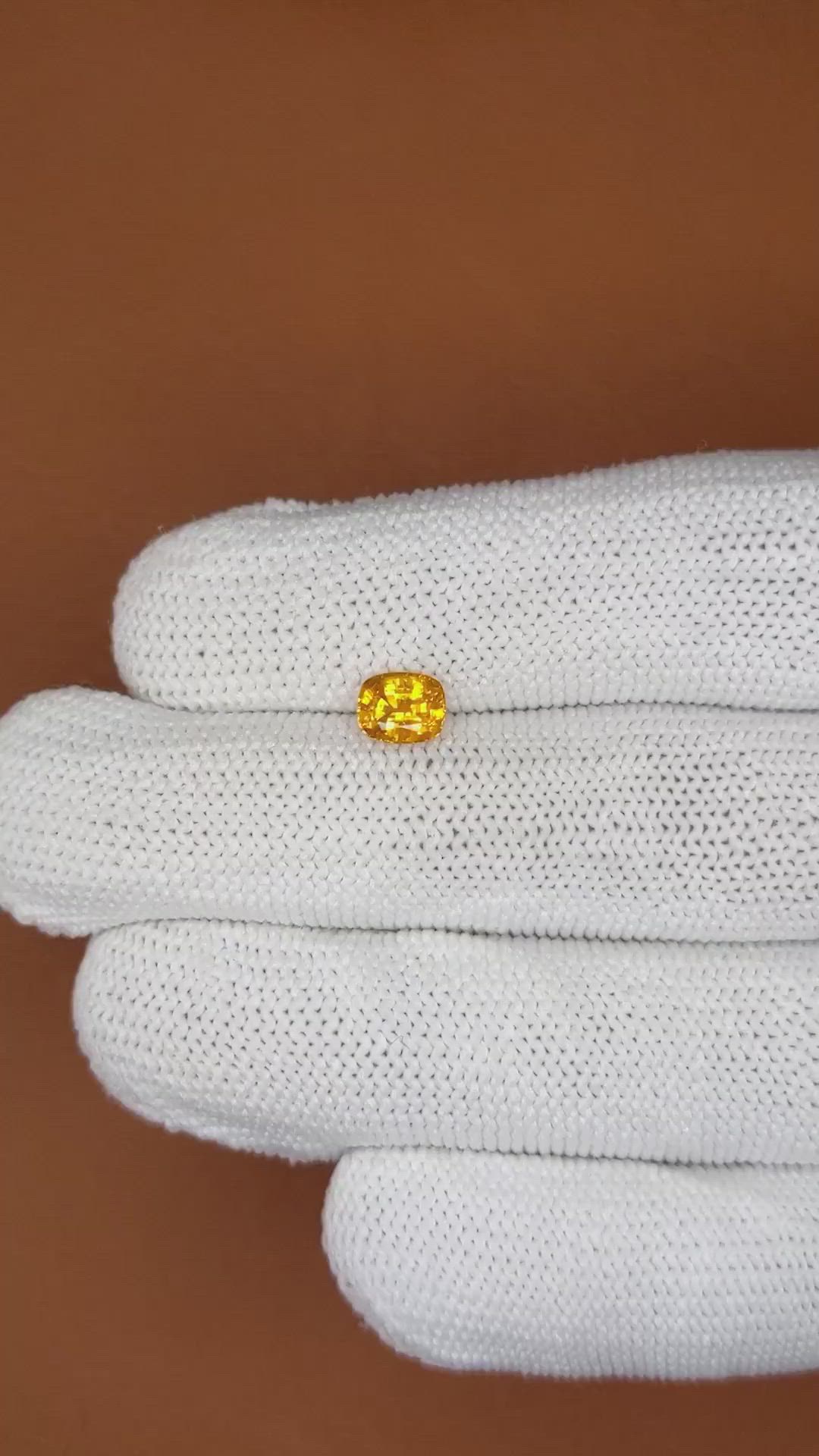 0.98 Ct. Orangish Yellow Sapphire from Ceylon (Sri Lanka) Size Video