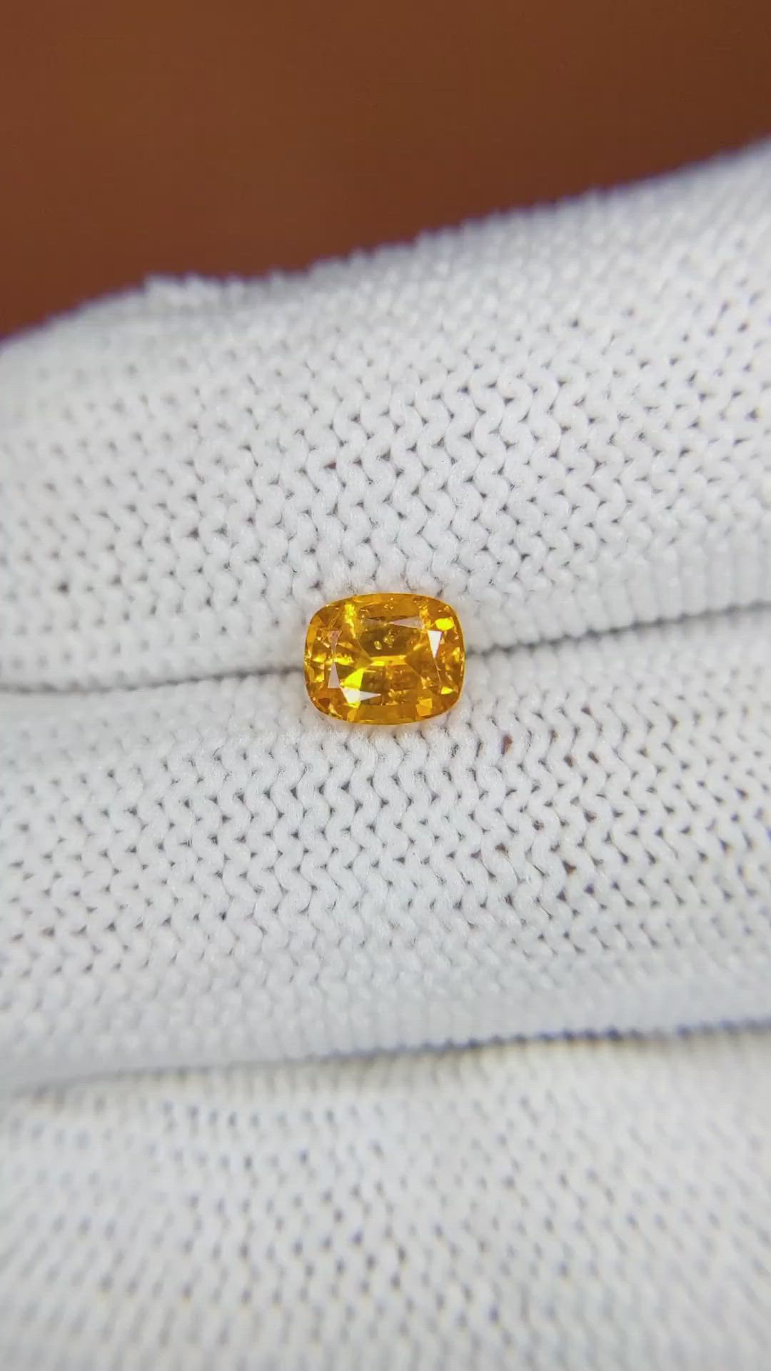 0.98 Ct. Orangish Yellow Sapphire from Ceylon (Sri Lanka) Size Video