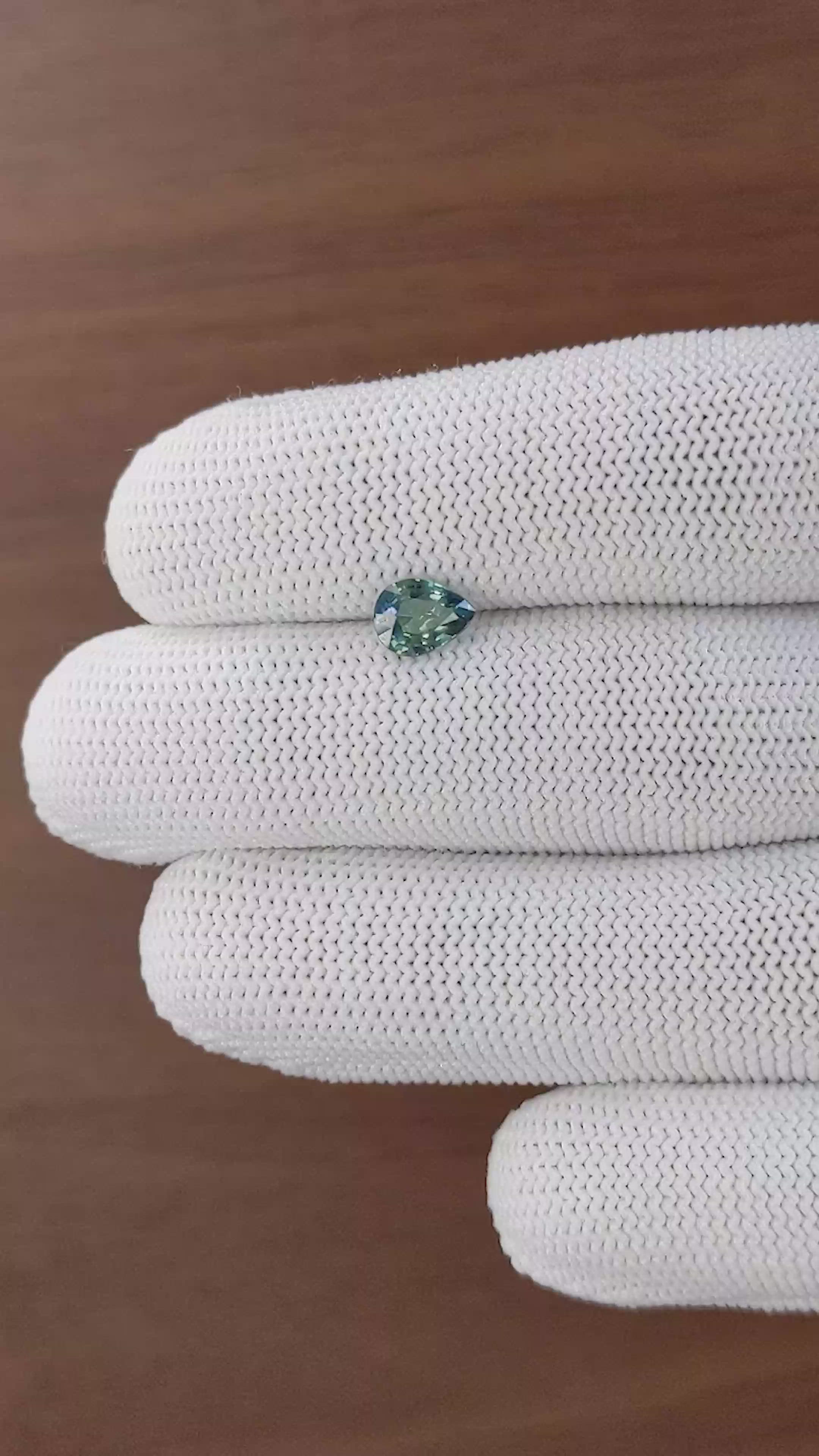 1.01 Ct. Bluish Green Sapphire from Madagascar Size Video