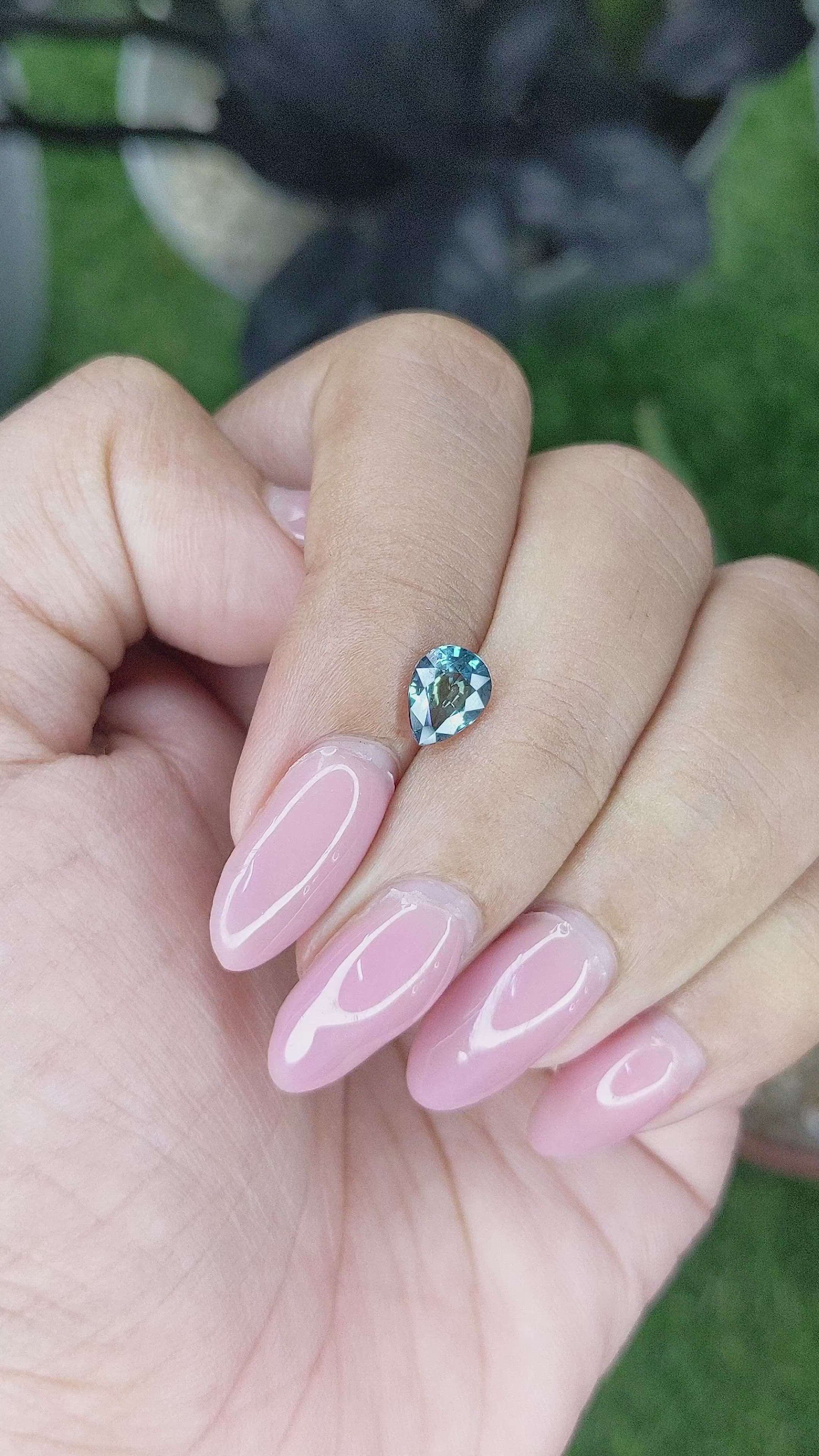 1.01 Ct. Bluish Green Sapphire from Madagascar Size Video