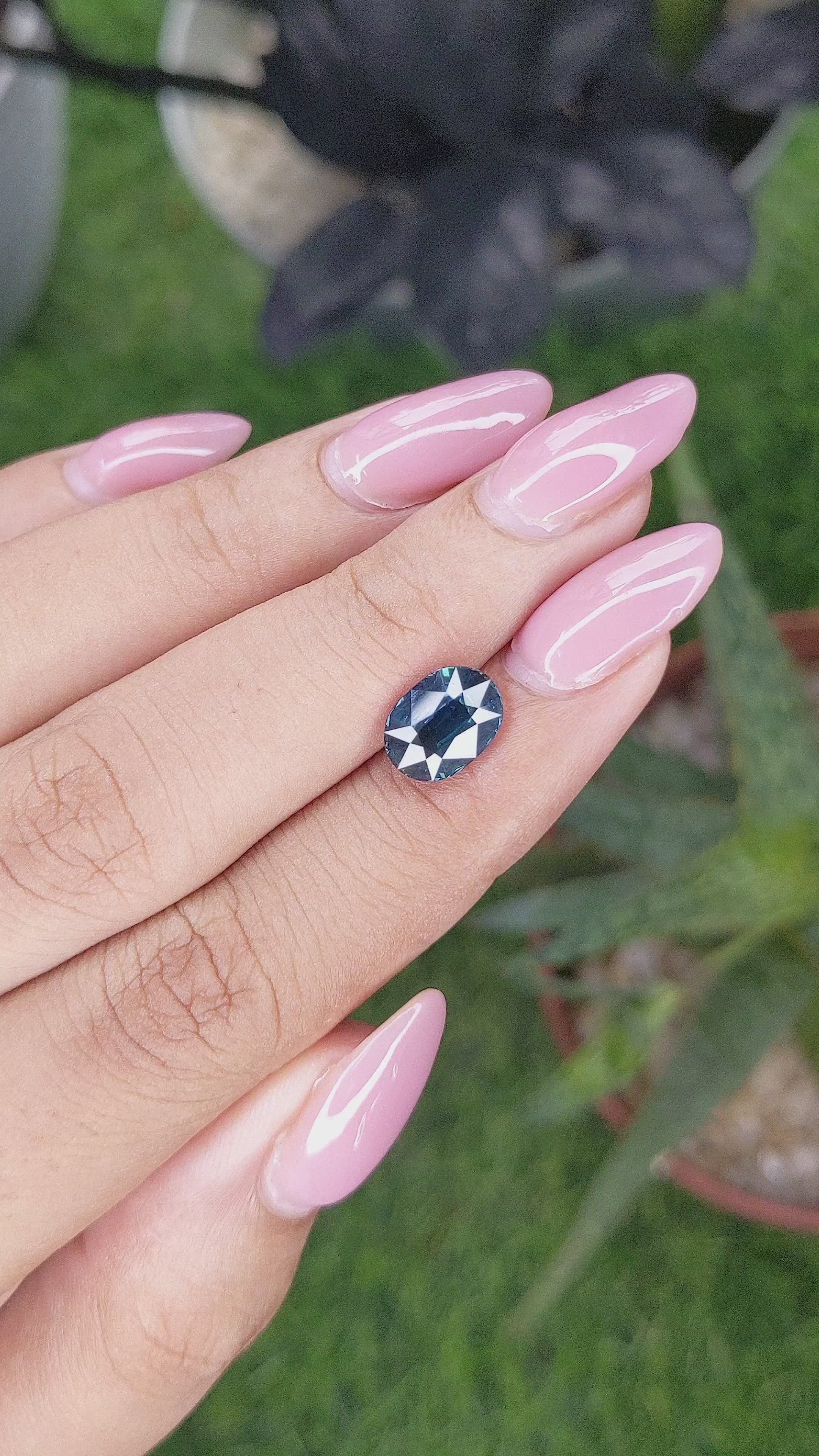 2.50 Ct. Greenish Blue Sapphire from Madagascar Size Video
