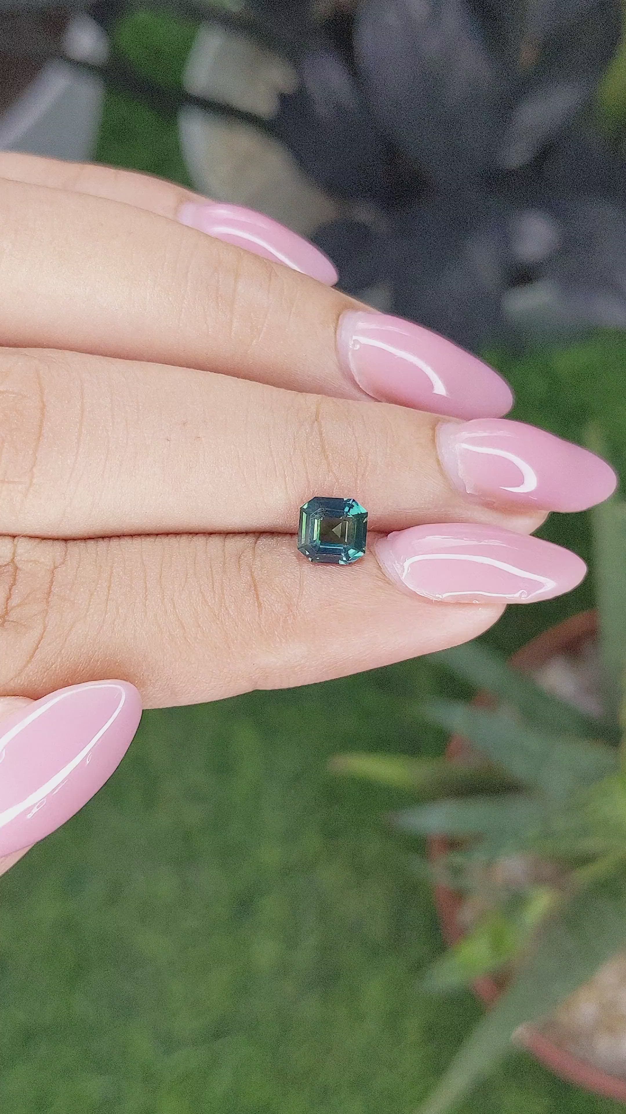 1.03 Ct. Bluish Green Sapphire from Madagascar Size Video