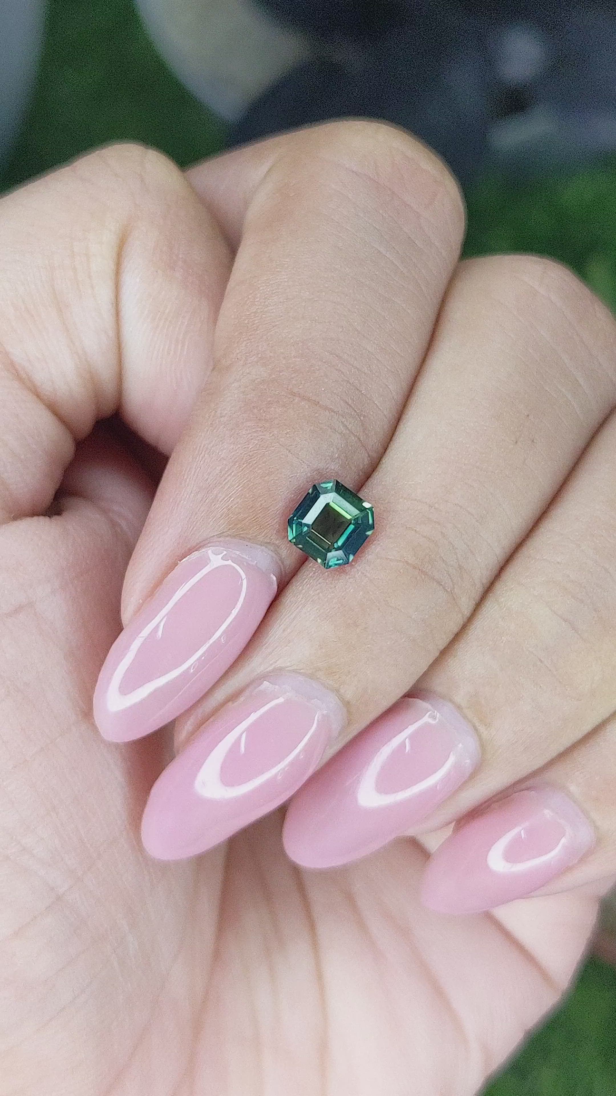 1.03 Ct. Bluish Green Sapphire from Madagascar Size Video