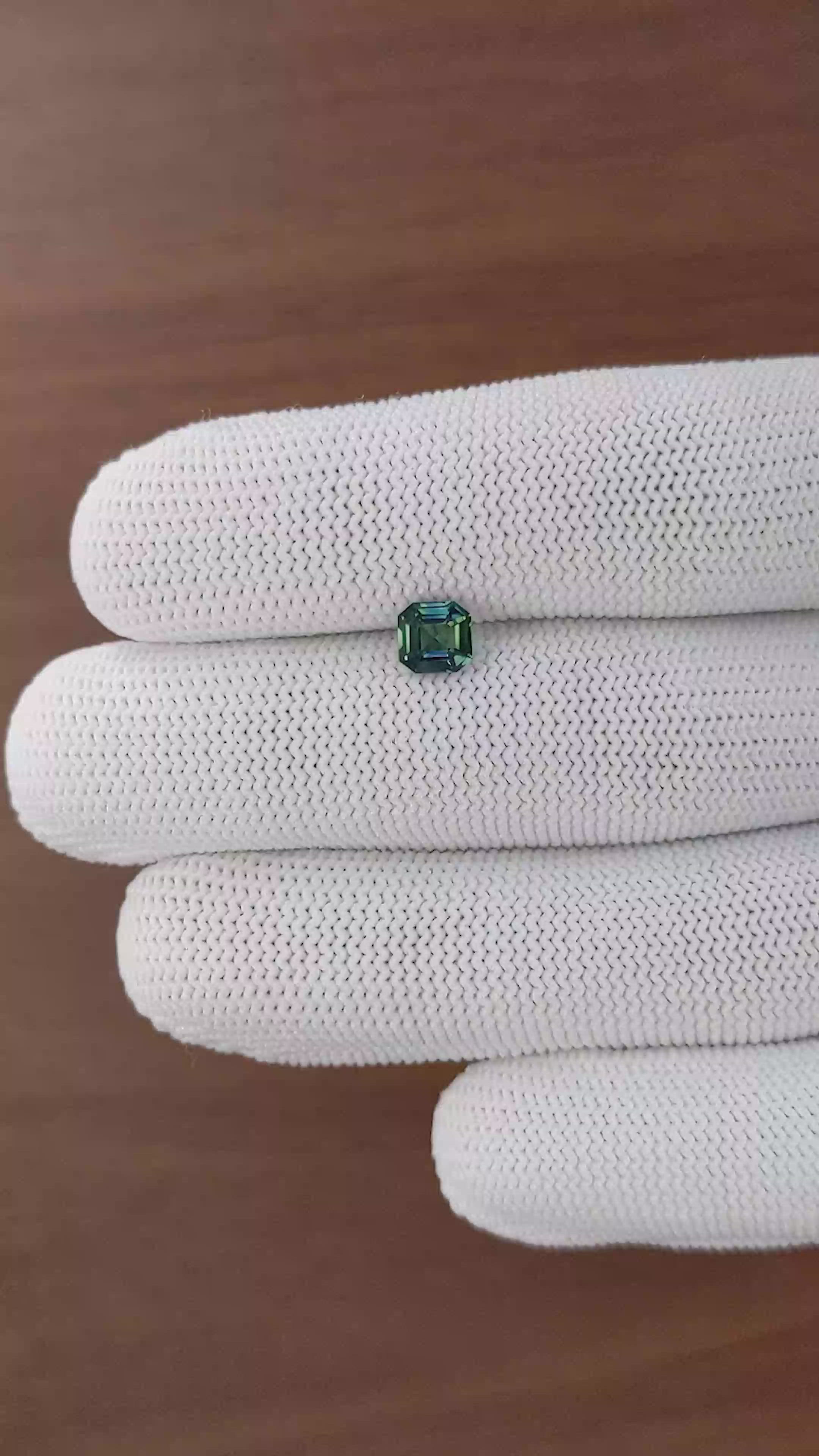 1.03 Ct. Bluish Green Sapphire from Madagascar Size Video