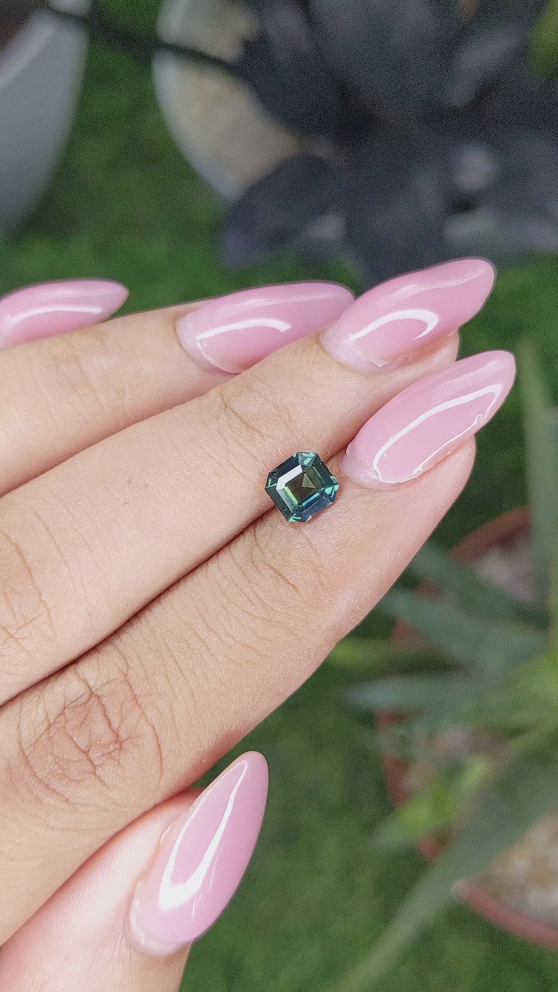 1.03 Ct. Bluish Green Sapphire from Madagascar Size Video