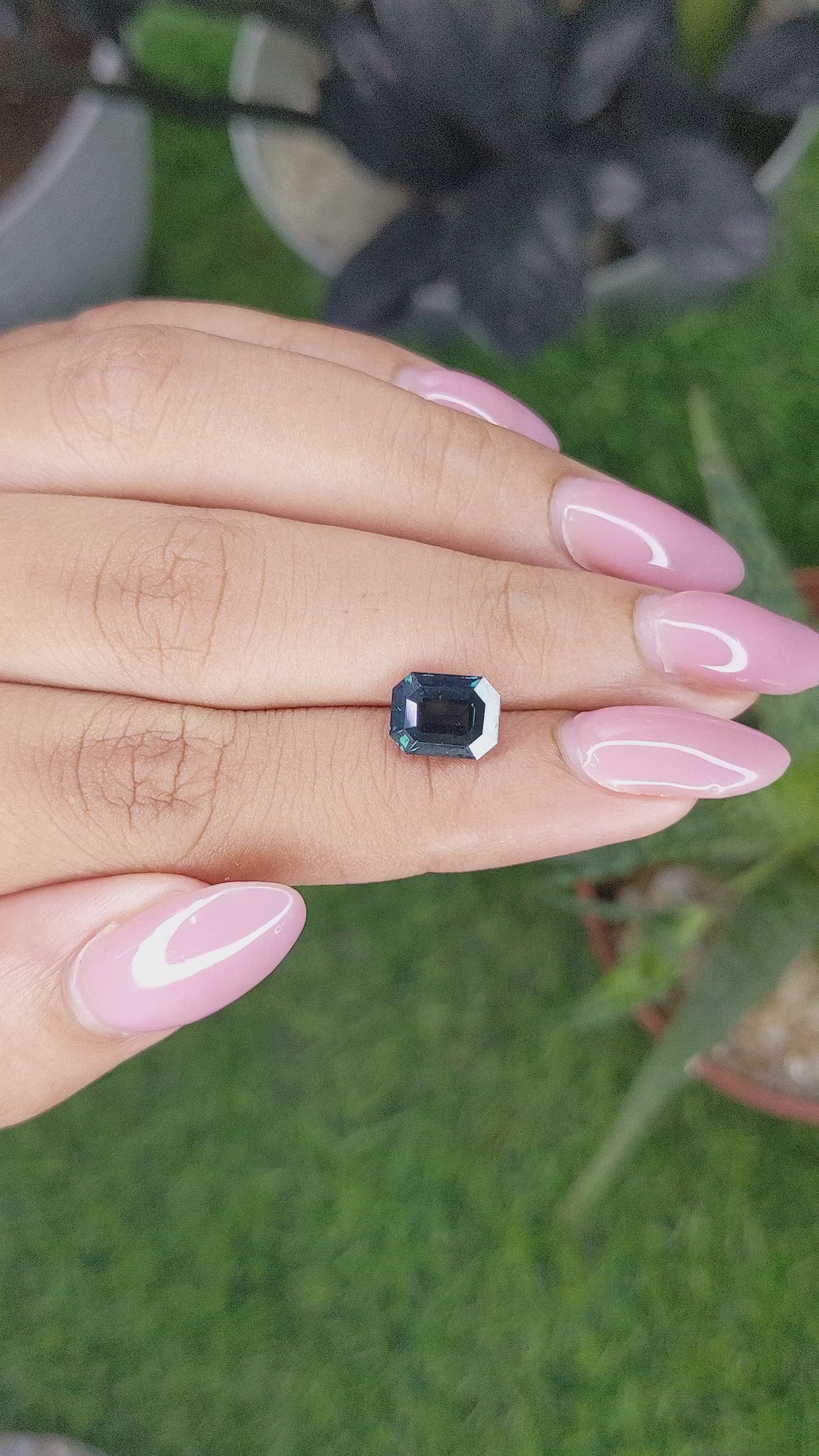 2.55 Ct. Bluish Green Sapphire from Madagascar Size Video