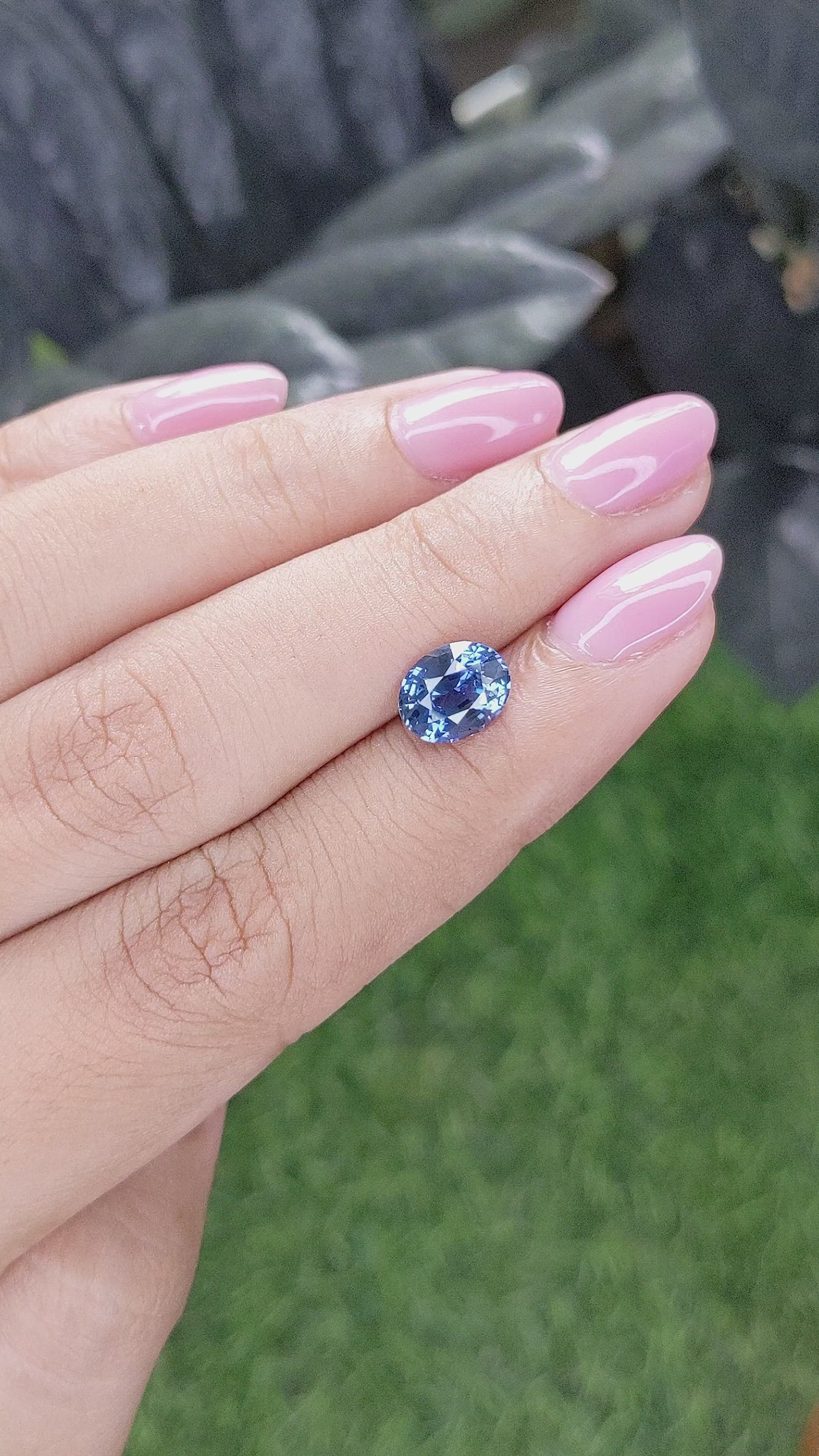 2.16 Ct. Greyish Blue Sapphire from Madagascar Size Video