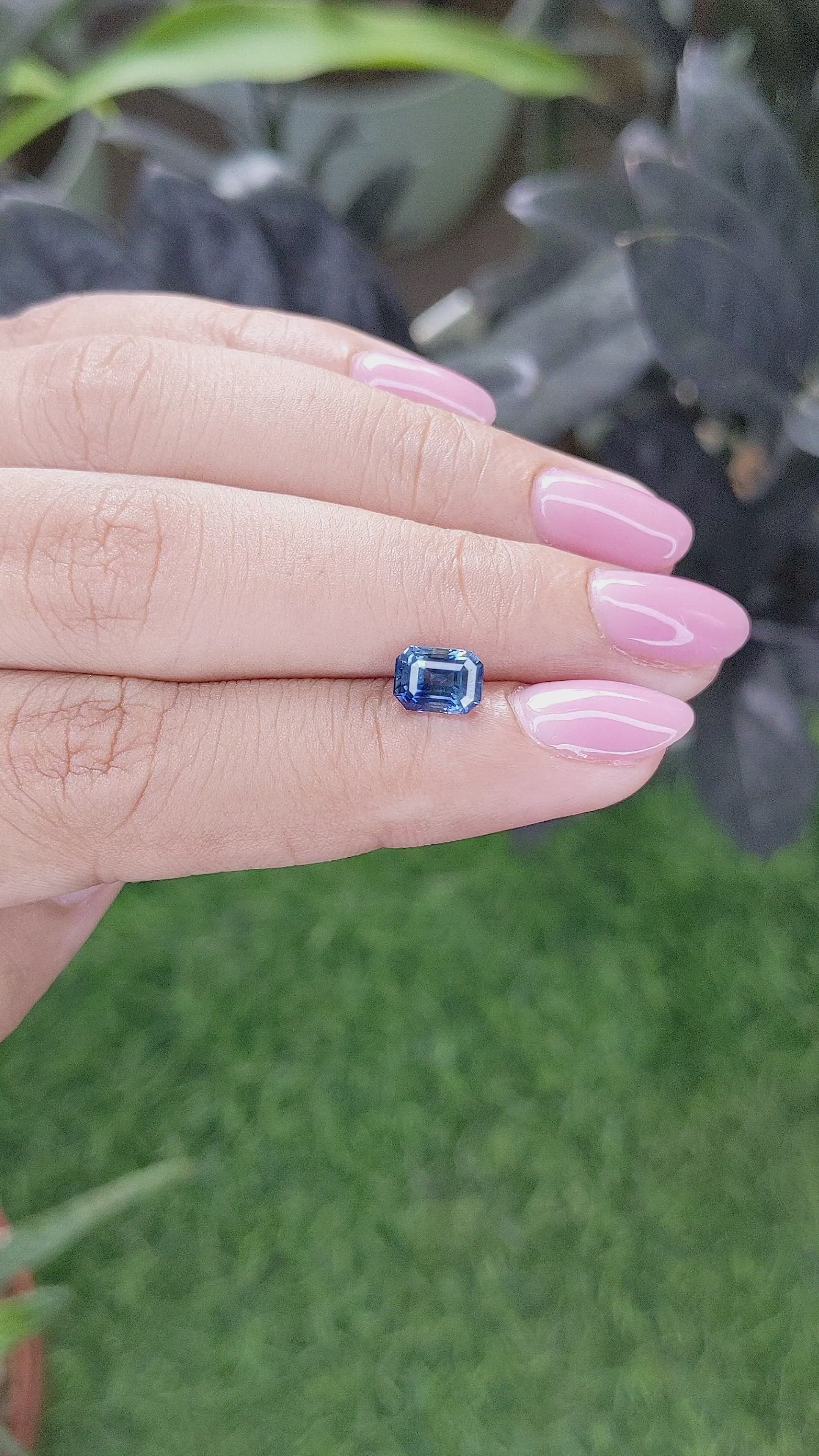 1.56 Ct. Greenish Blue Sapphire from Madagascar Size Video