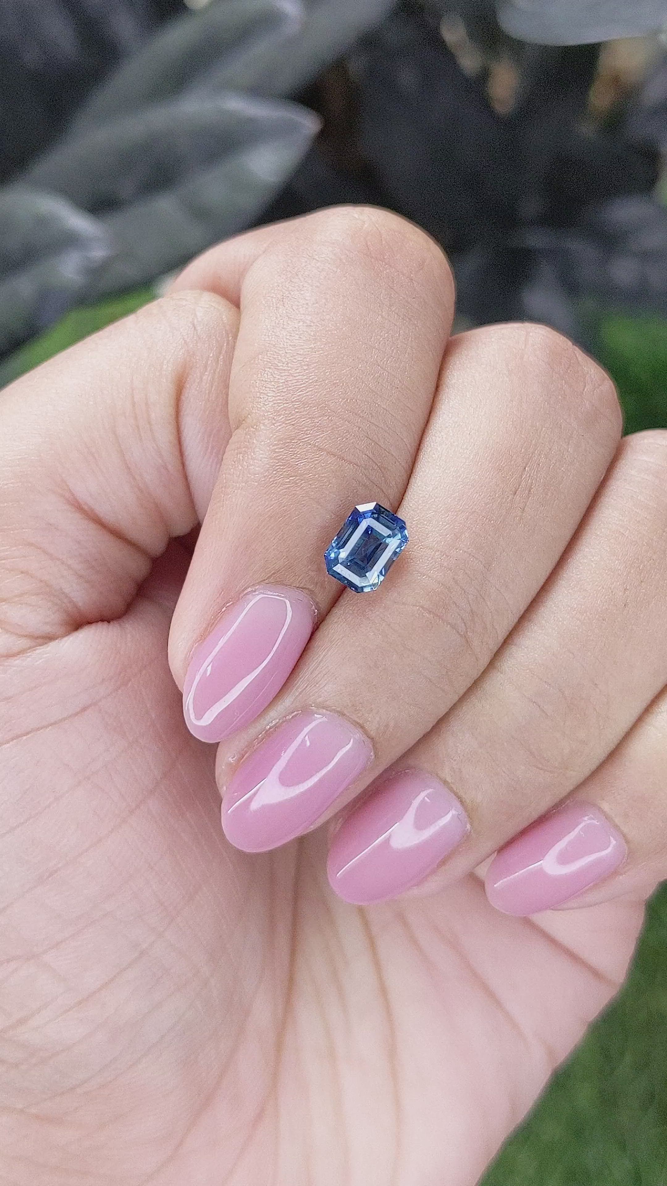 1.56 Ct. Greenish Blue Sapphire from Madagascar Size Video