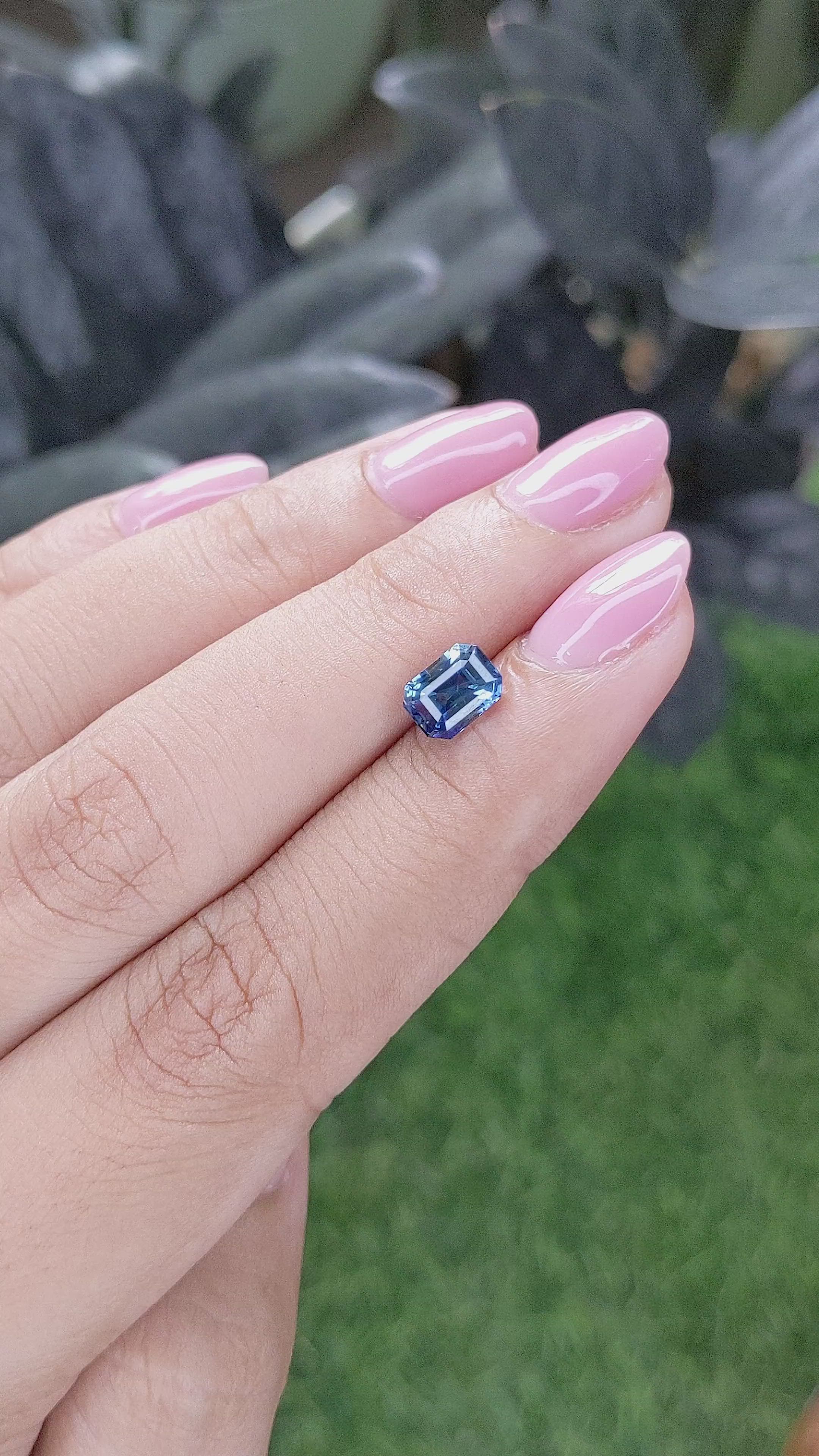 1.56 Ct. Greenish Blue Sapphire from Madagascar Size Video