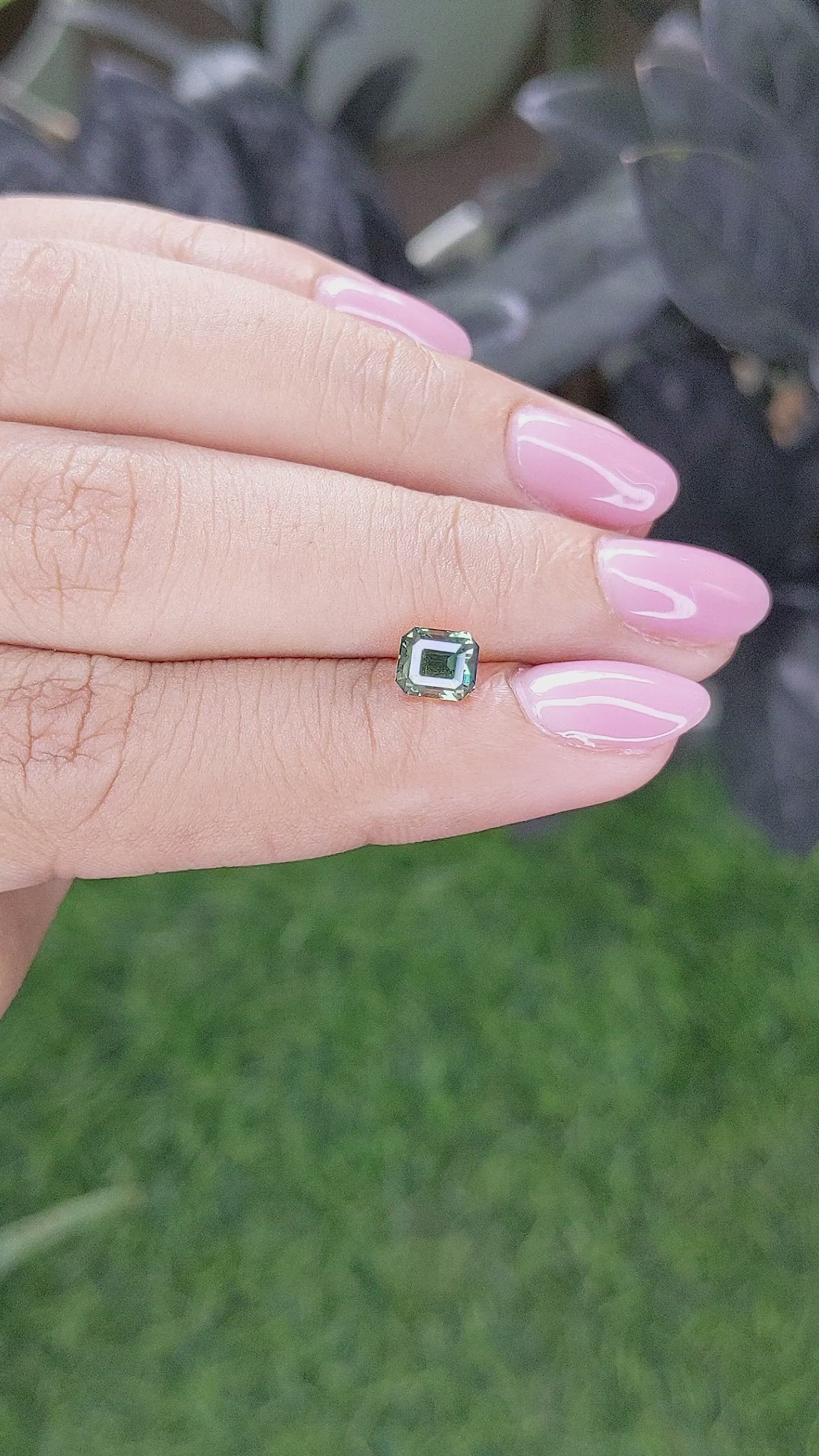 1.26 Ct. Bluish Green Sapphire from Madagascar Size Video