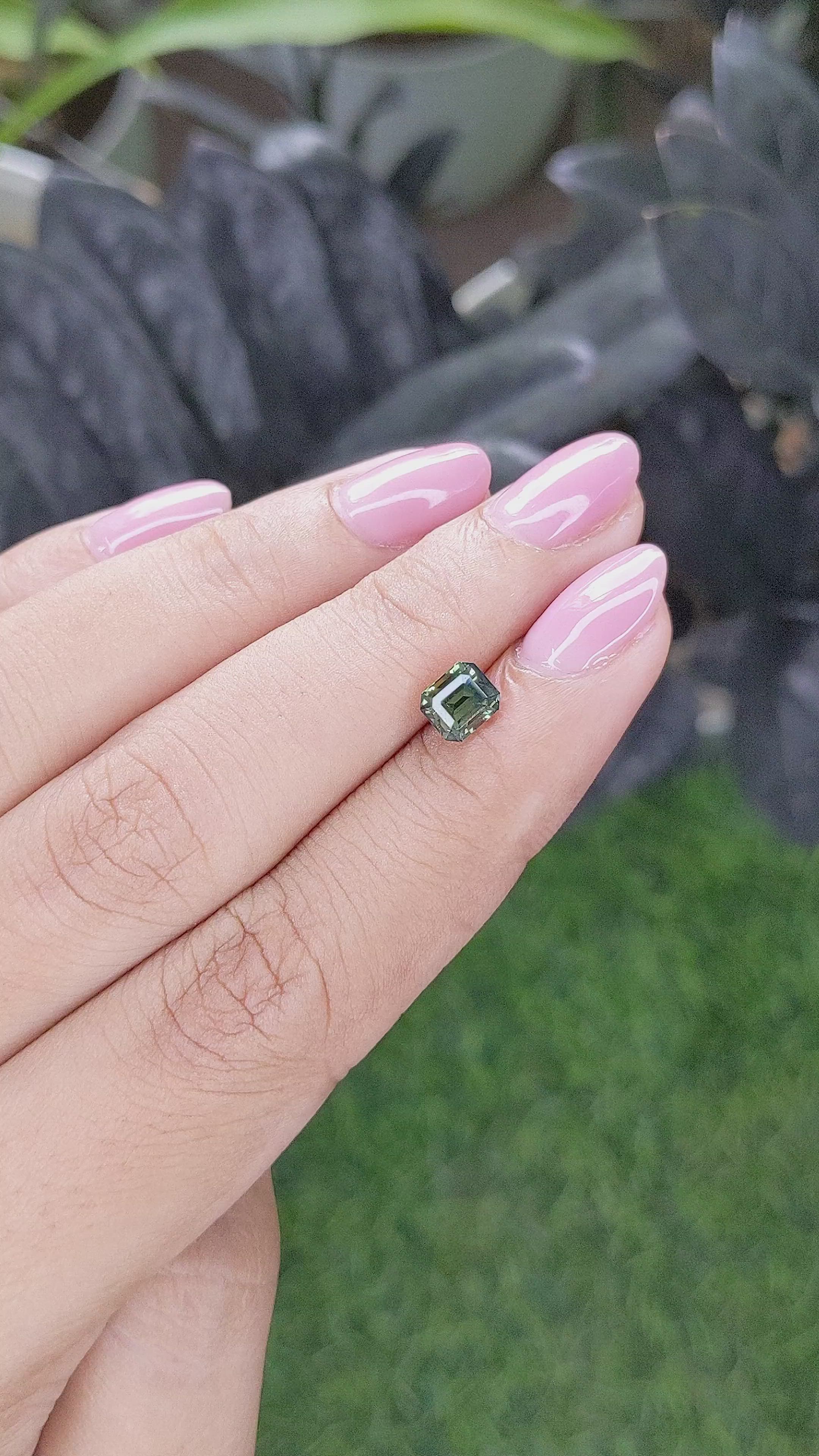 1.26 Ct. Bluish Green Sapphire from Madagascar Size Video
