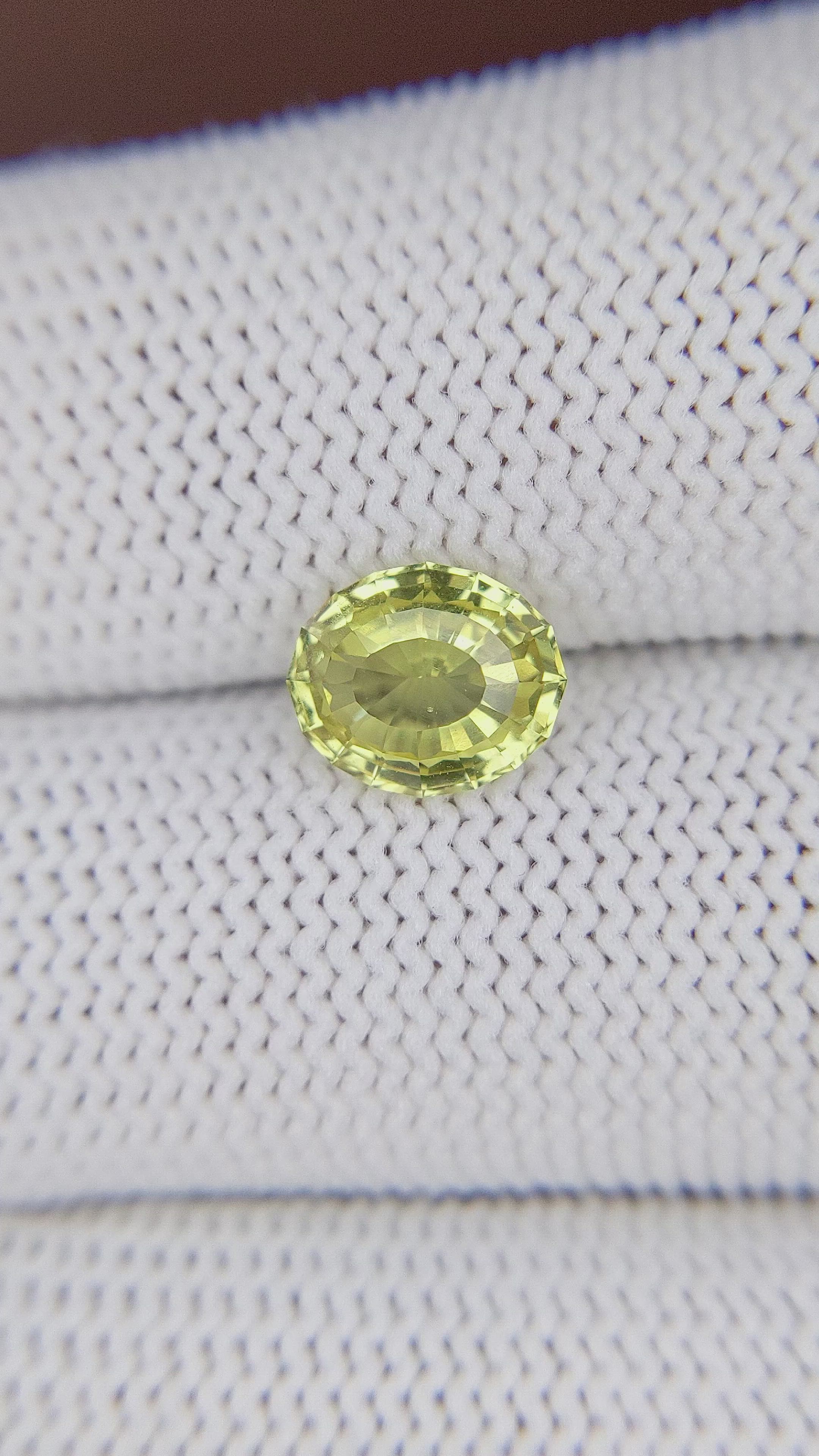2.09 Ct. Greenish Yellow Sapphire from Madagascar Size Video