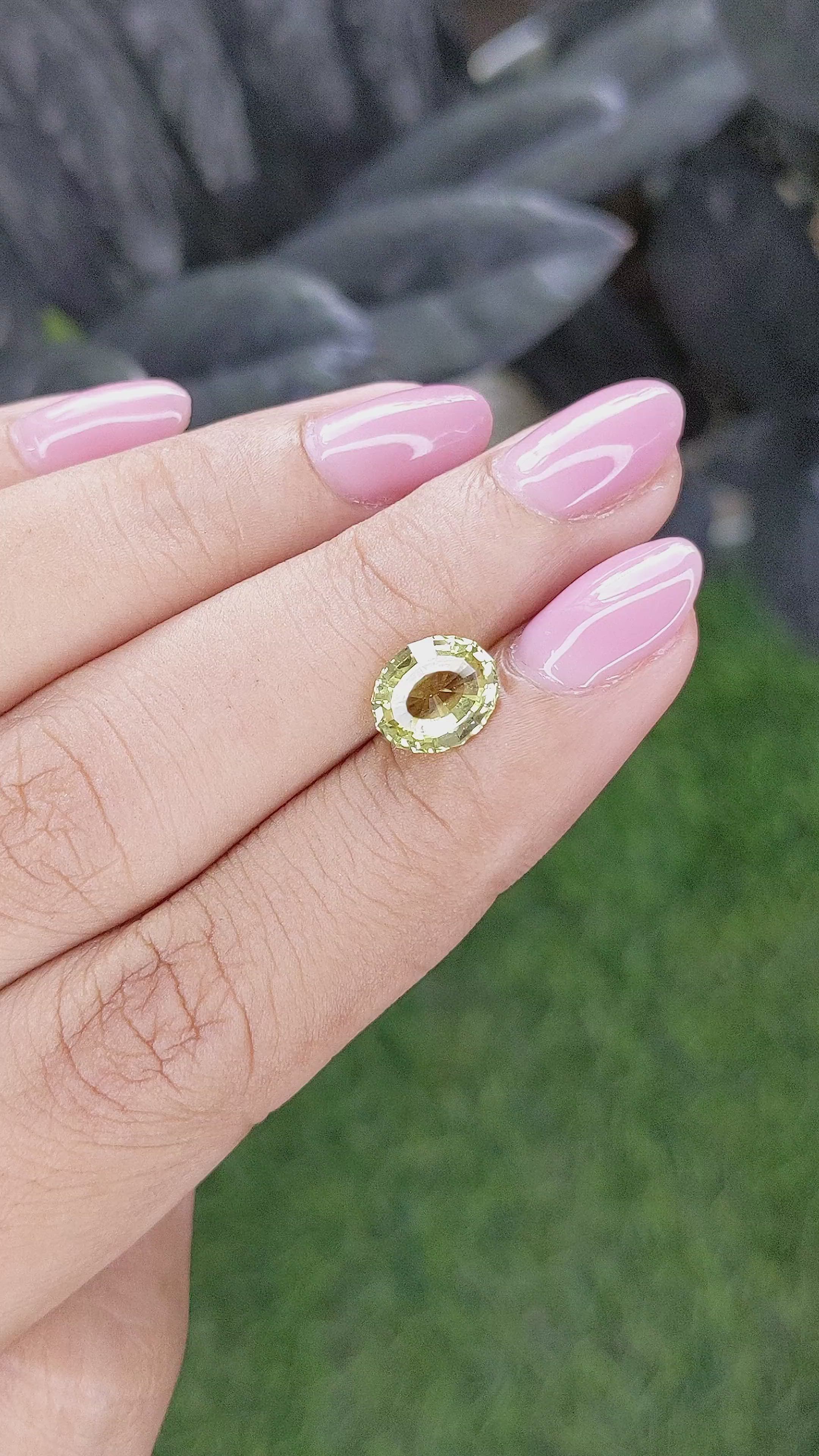 2.09 Ct. Greenish Yellow Sapphire from Madagascar Size Video