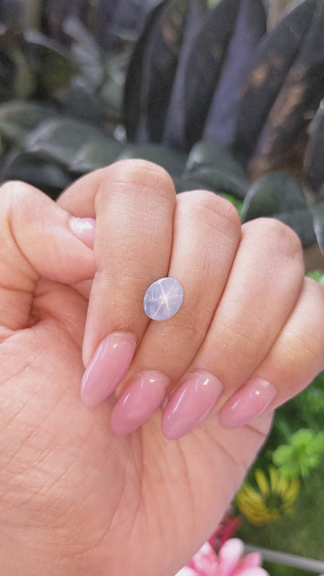 3.59 Ct. Bluish Grey Cabochon Star Sapphire from Ceylon (Sri Lanka) Size Video