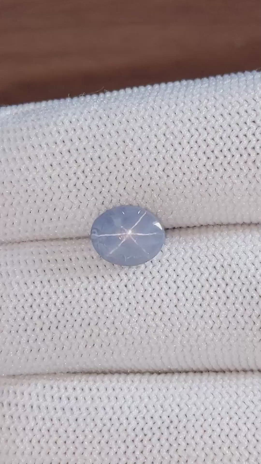 3.59 Ct. Bluish Grey Cabochon Star Sapphire from Ceylon (Sri Lanka) Size Video