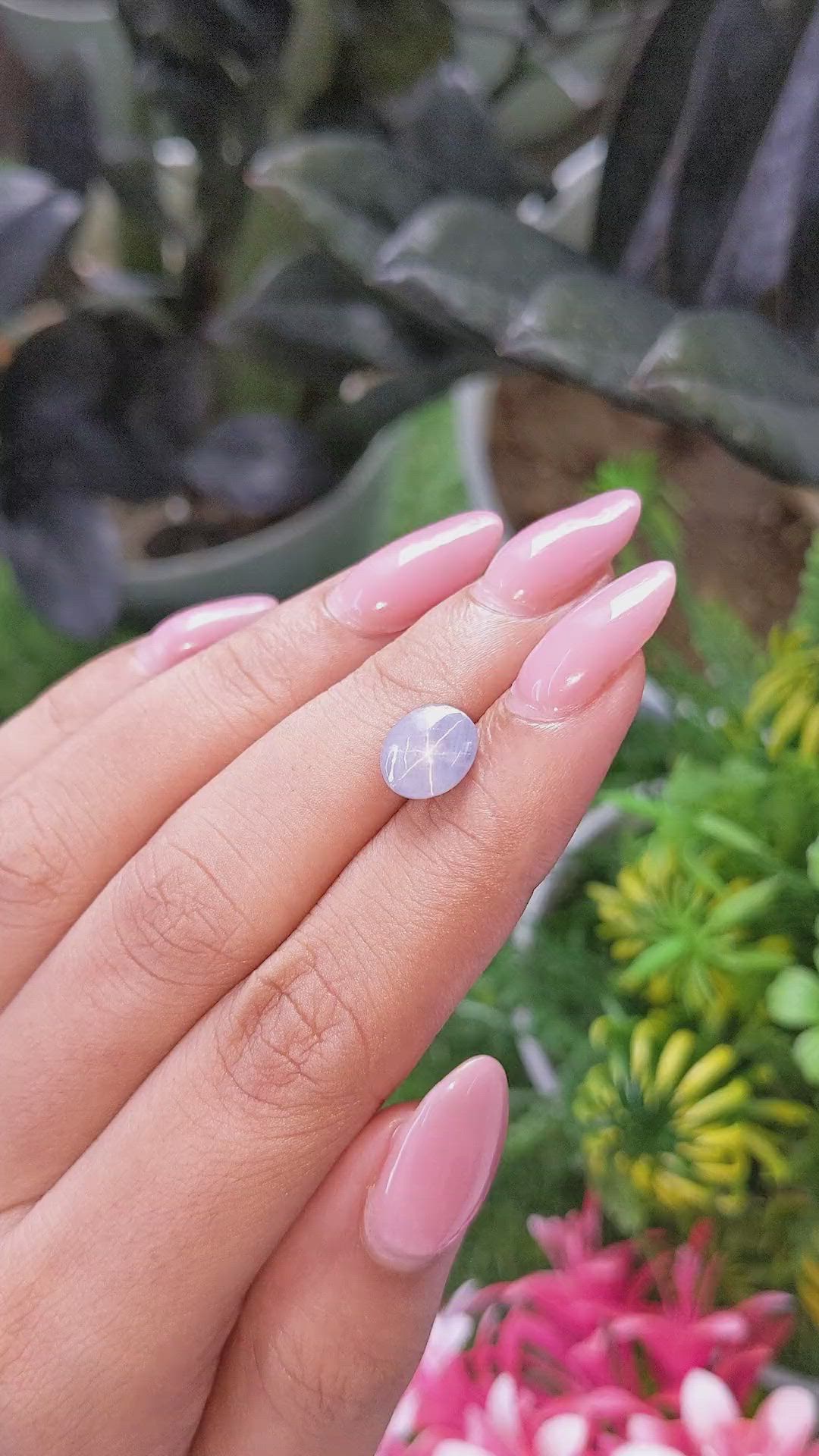3.59 Ct. Bluish Grey Cabochon Star Sapphire from Ceylon (Sri Lanka) Size Video