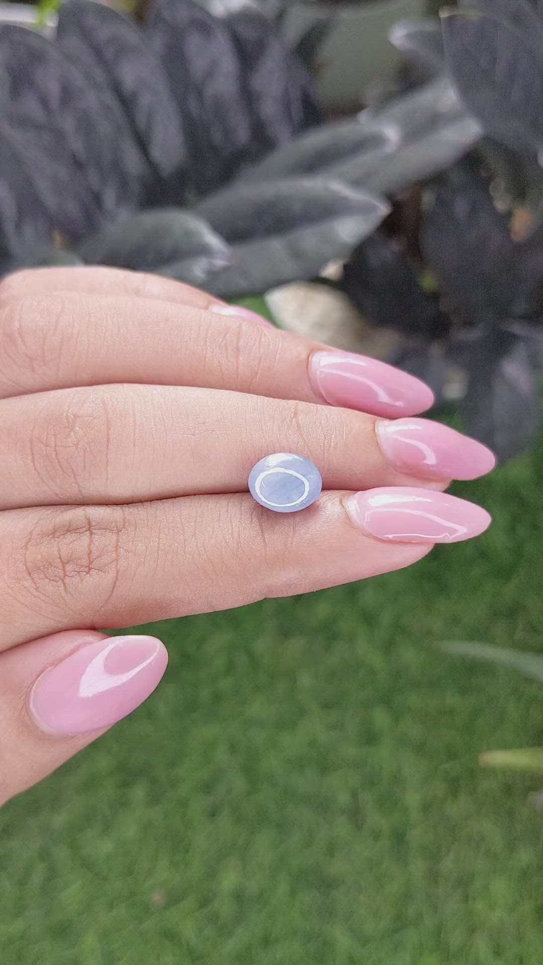 3.59 Ct. Bluish Grey Cabochon Star Sapphire from Ceylon (Sri Lanka) Size Video