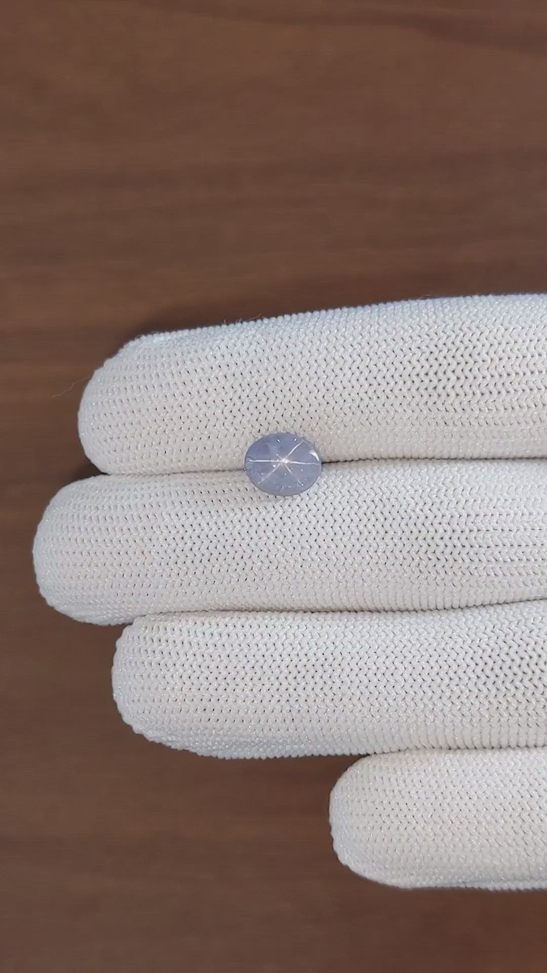 3.59 Ct. Bluish Grey Cabochon Star Sapphire from Ceylon (Sri Lanka) Size Video