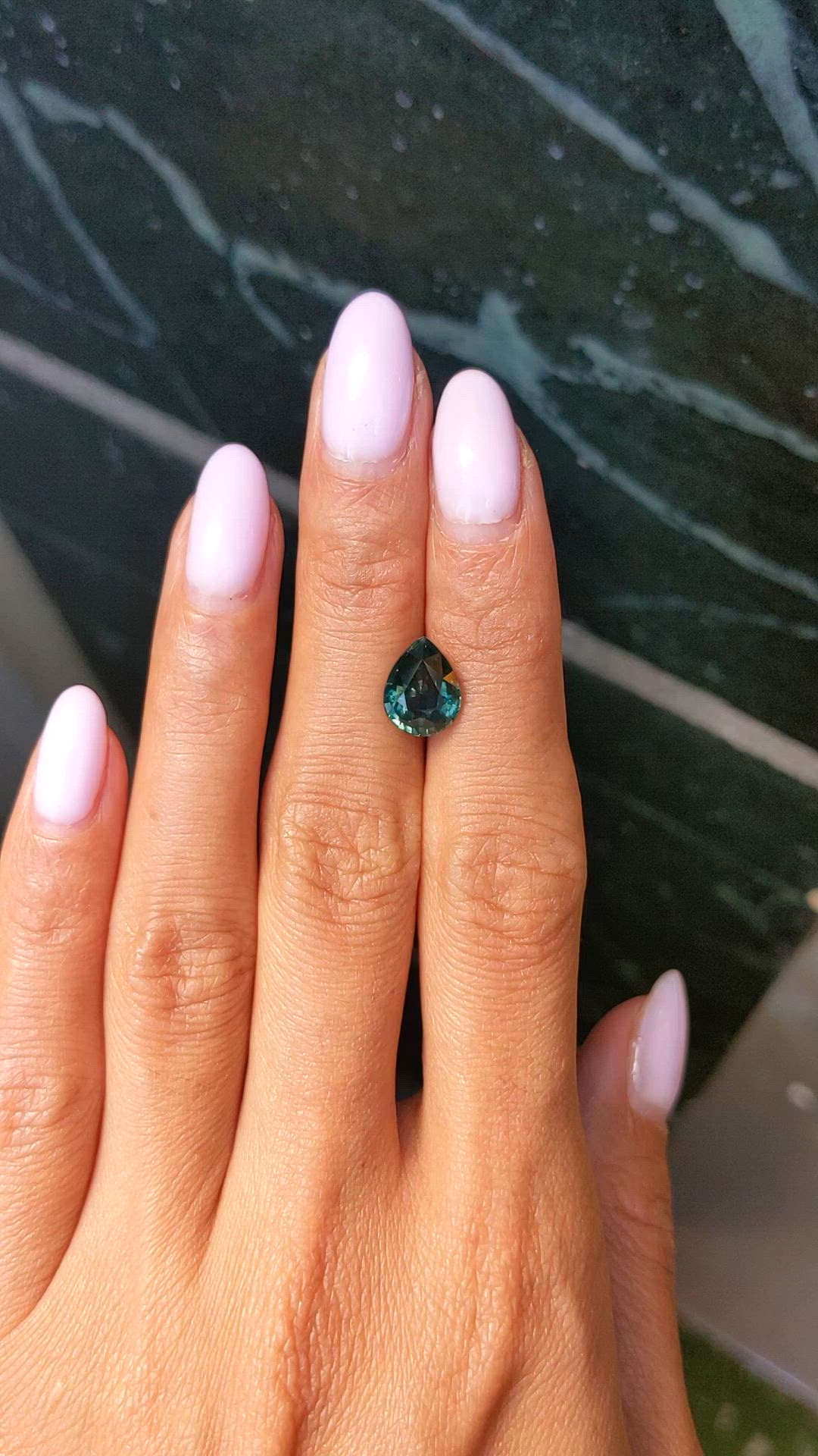 3.46 Ct. Bluish Green Sapphire from Montana Size Video