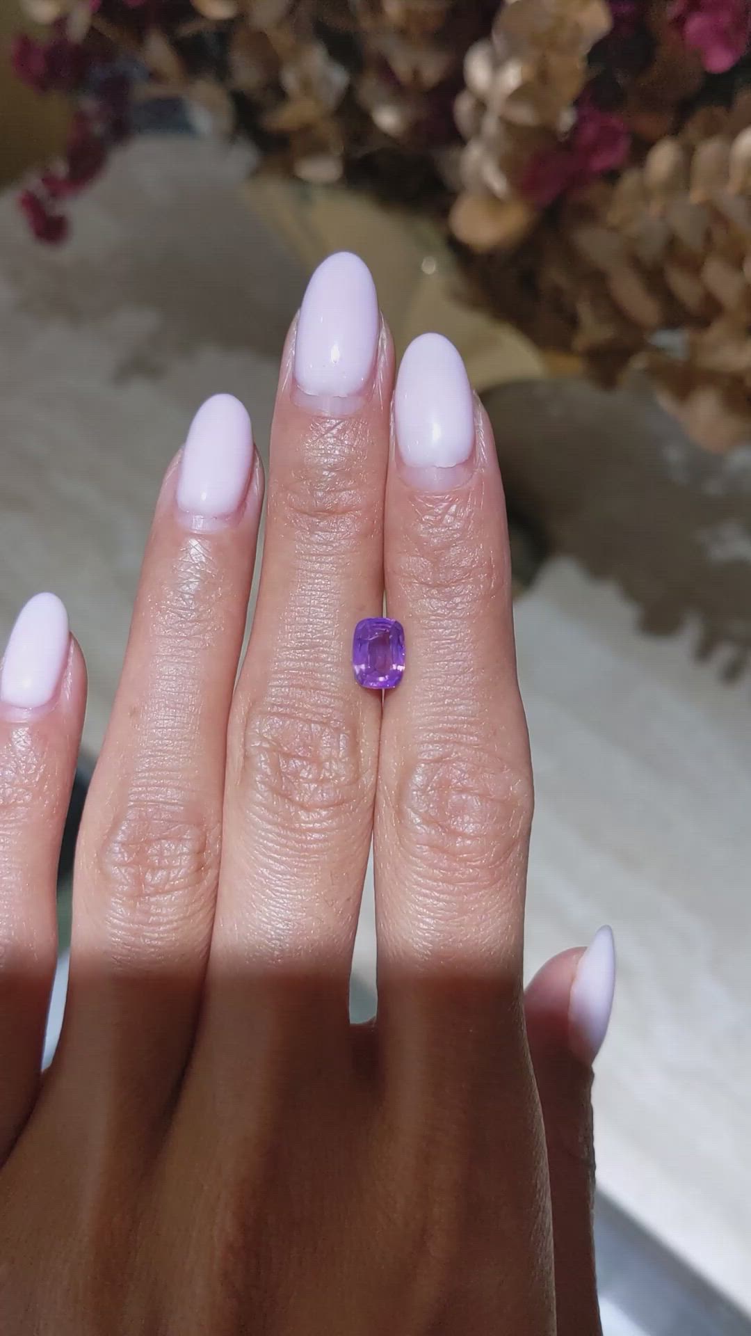 1.63 Ct. Pinkish Purple Sapphire from Madagascar Size Video