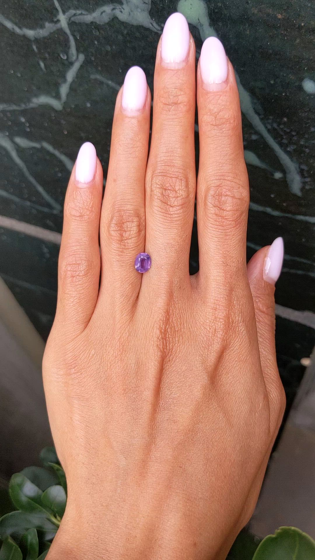 1.11 Ct. Pinkish Purple Sapphire from Madagascar Size Video