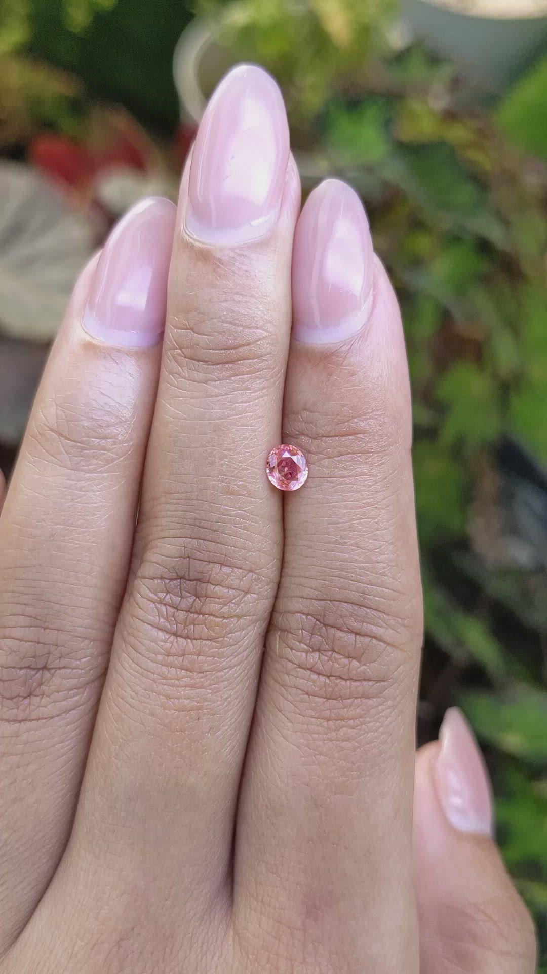0.39 Ct. Peach Sapphire from Ceylon (Sri Lanka) Size Video