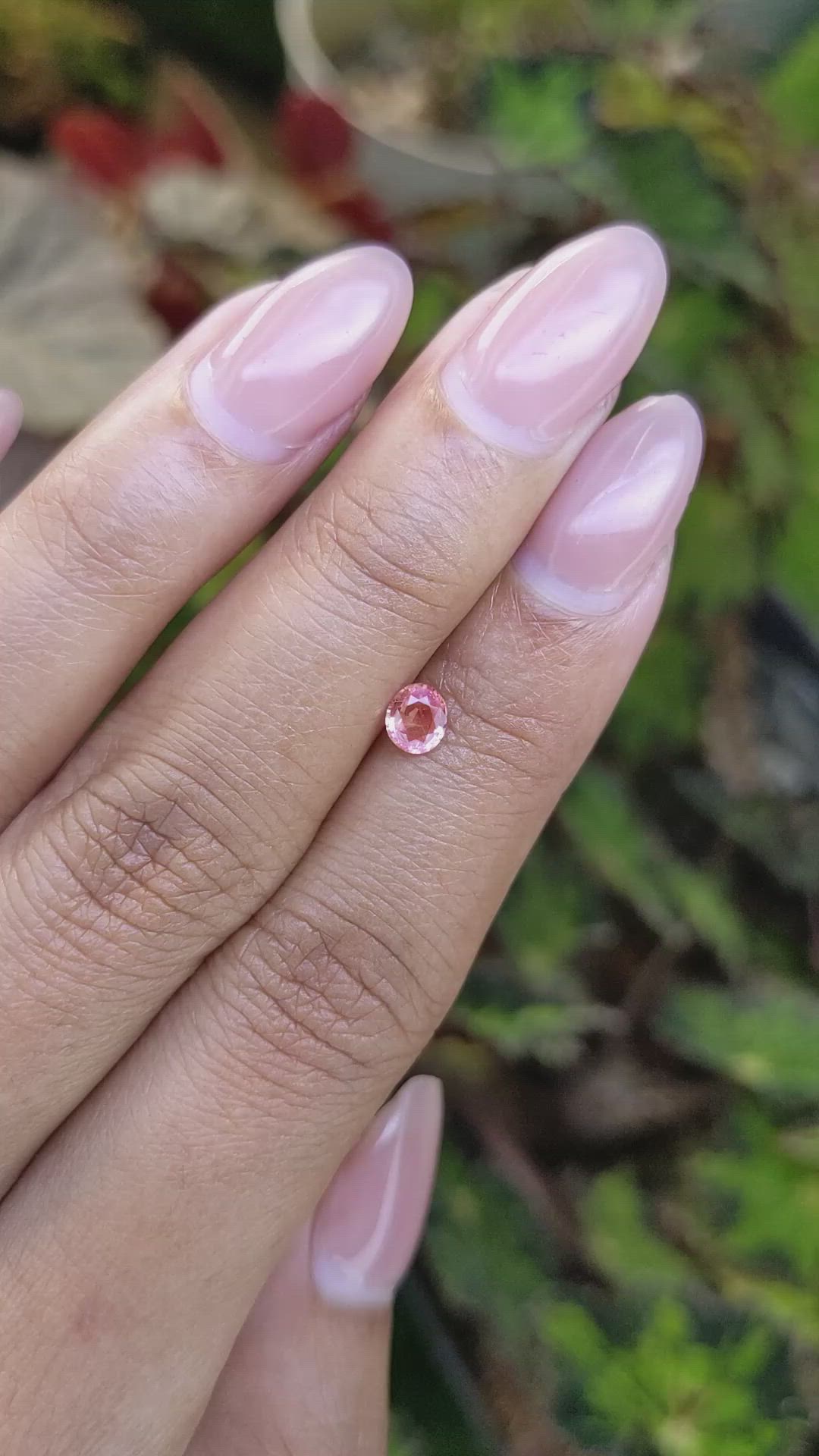 0.39 Ct. Peach Sapphire from Ceylon (Sri Lanka) Size Video