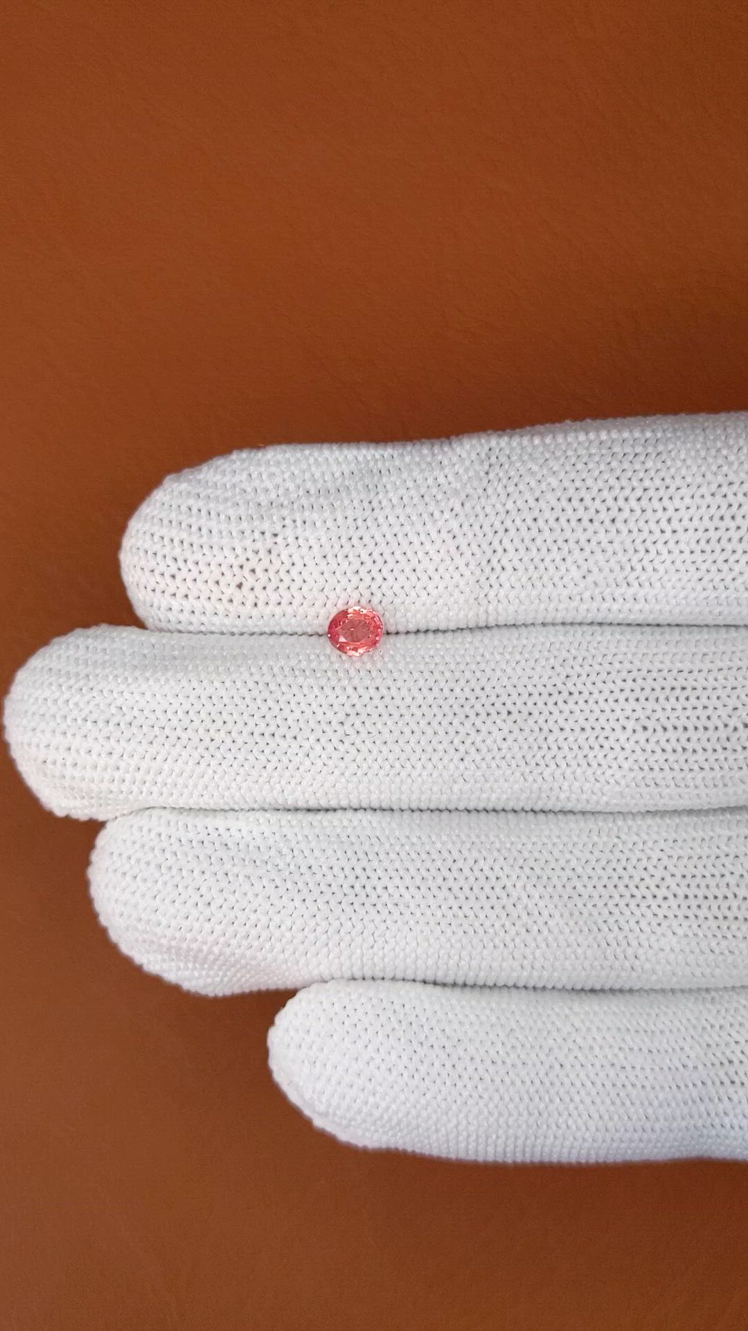 0.39 Ct. Peach Sapphire from Ceylon (Sri Lanka) Size Video