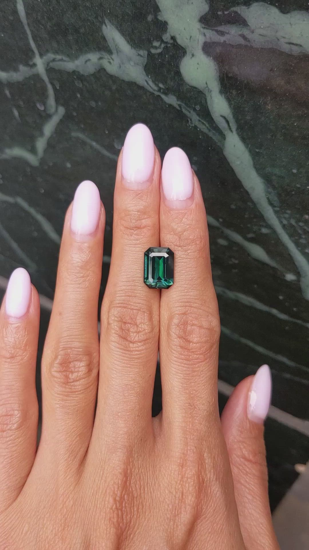 5.07 Ct. Bluish Green Sapphire from Madagascar Size Video