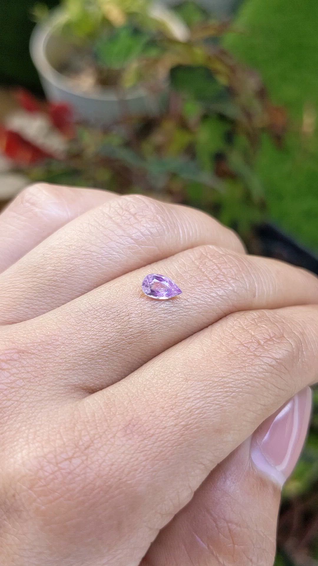 0.61 Ct. Purplish Pink Sapphire from Ceylon (Sri Lanka) Size Video