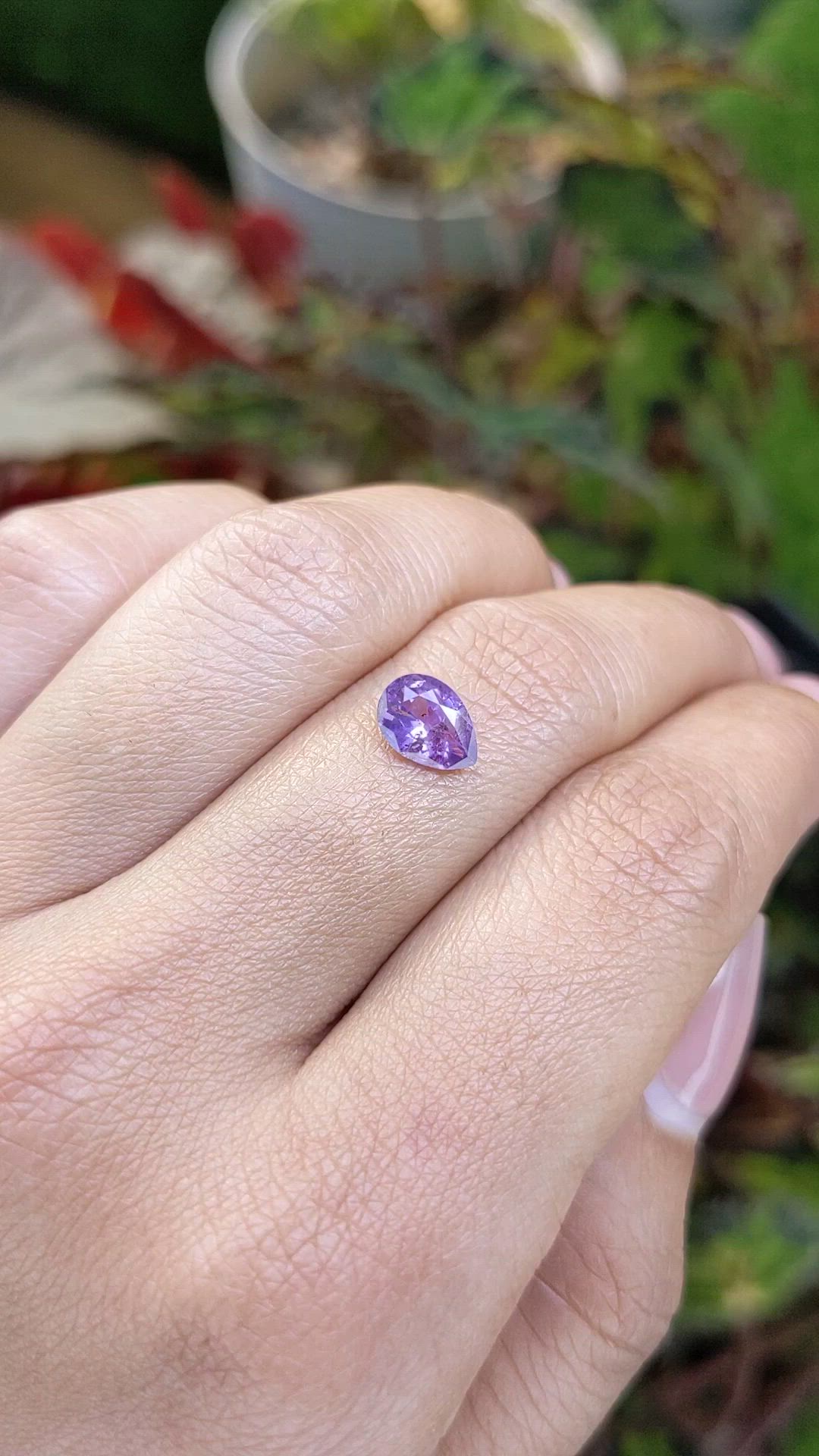 1.10 Ct. Pinkish Purple Sapphire from Ceylon (Sri Lanka) Size Video