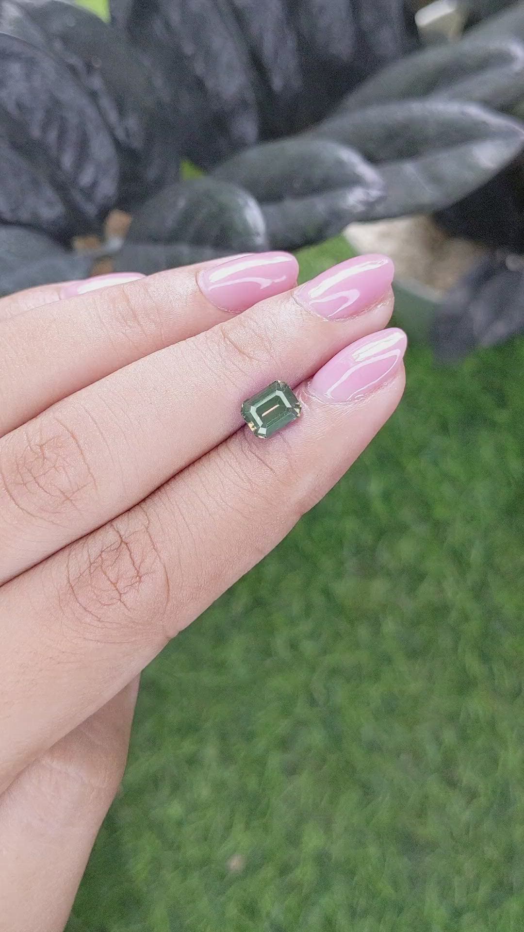 1.61 Ct. Green Sapphire from Madagascar Size Video