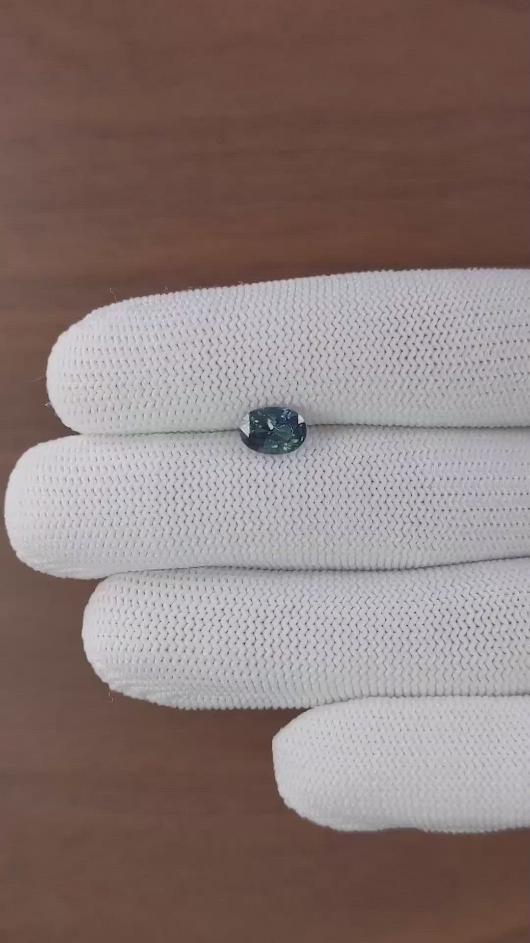 1.53 Ct. Greenish Blue Sapphire from Madagascar Size Video