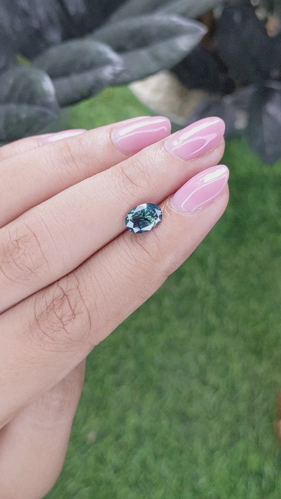 1.53 Ct. Greenish Blue Sapphire from Madagascar Size Video