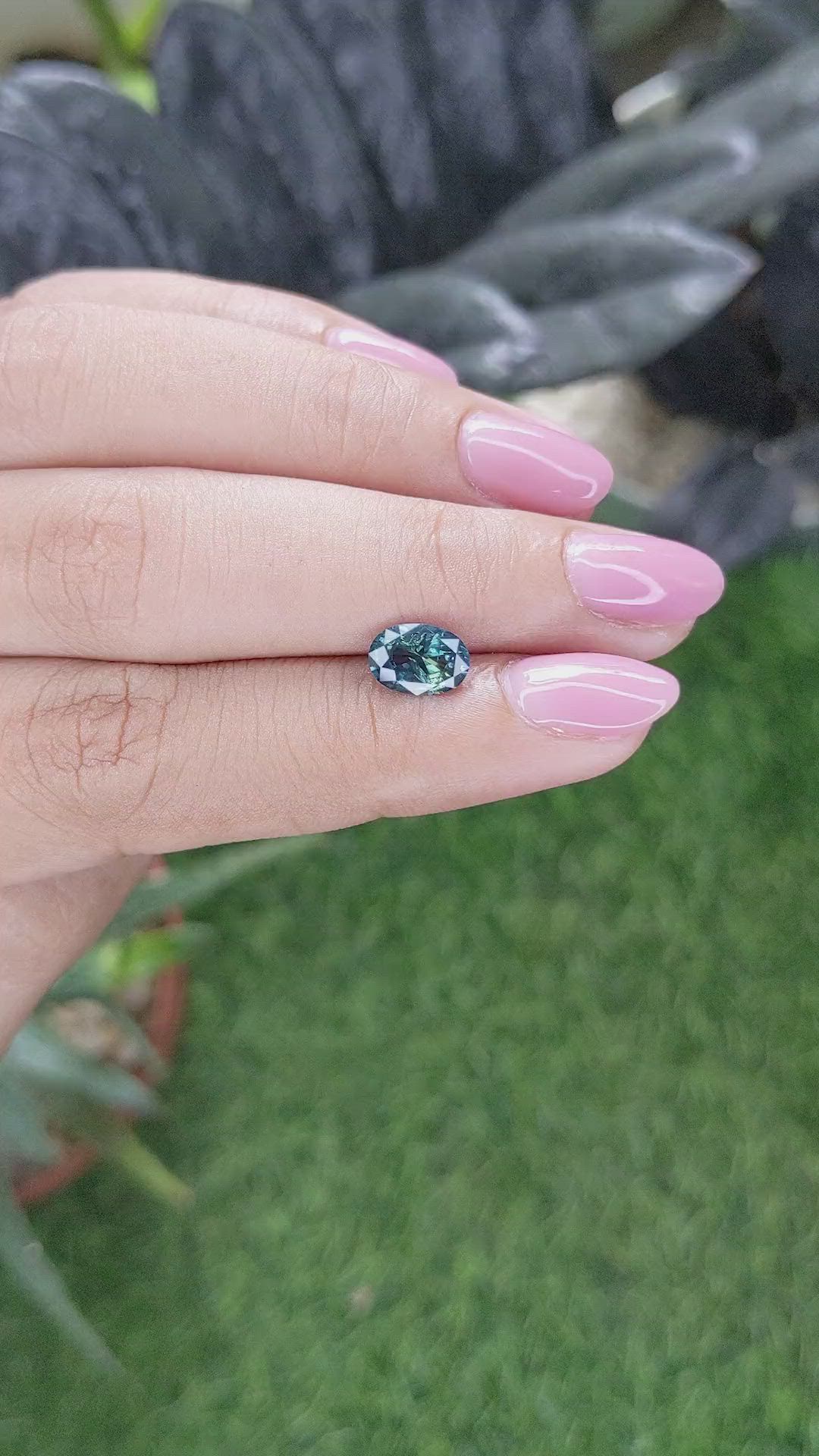 1.53 Ct. Greenish Blue Sapphire from Madagascar Size Video