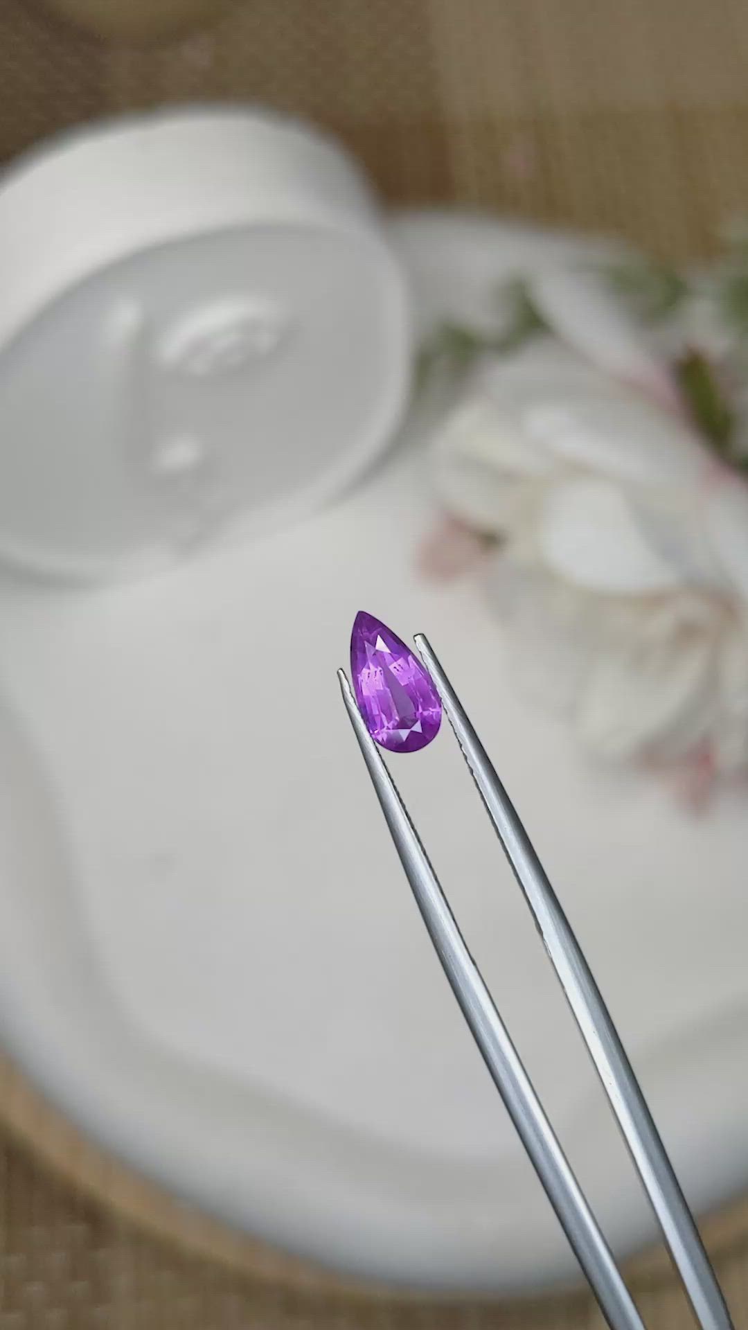 1.26 Ct. Pinkish Purple Sapphire from Ceylon (Sri Lanka) Size Video
