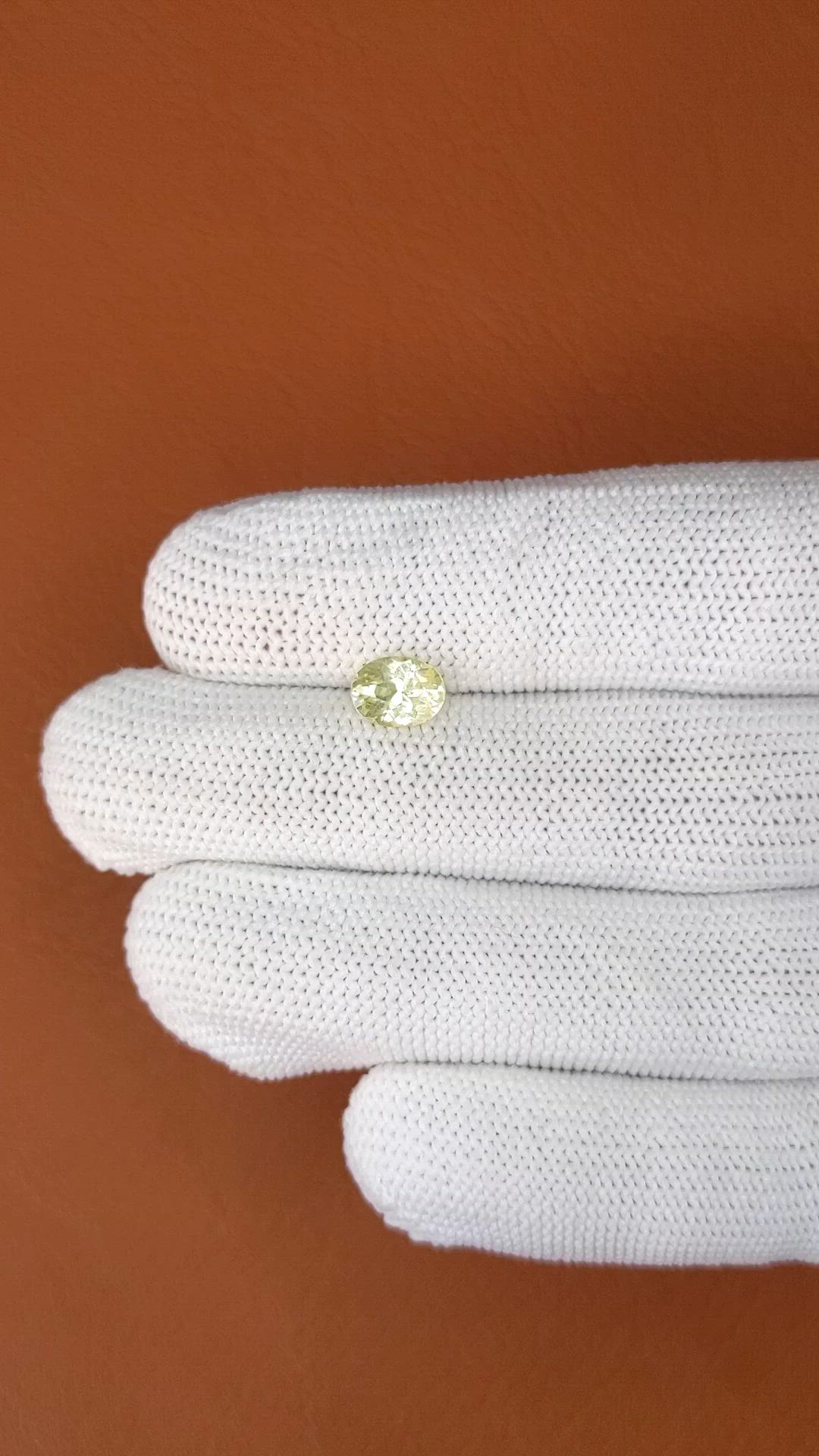 1.32 Ct. Greenish Yellow Sapphire from Ceylon (Sri Lanka) Size Video