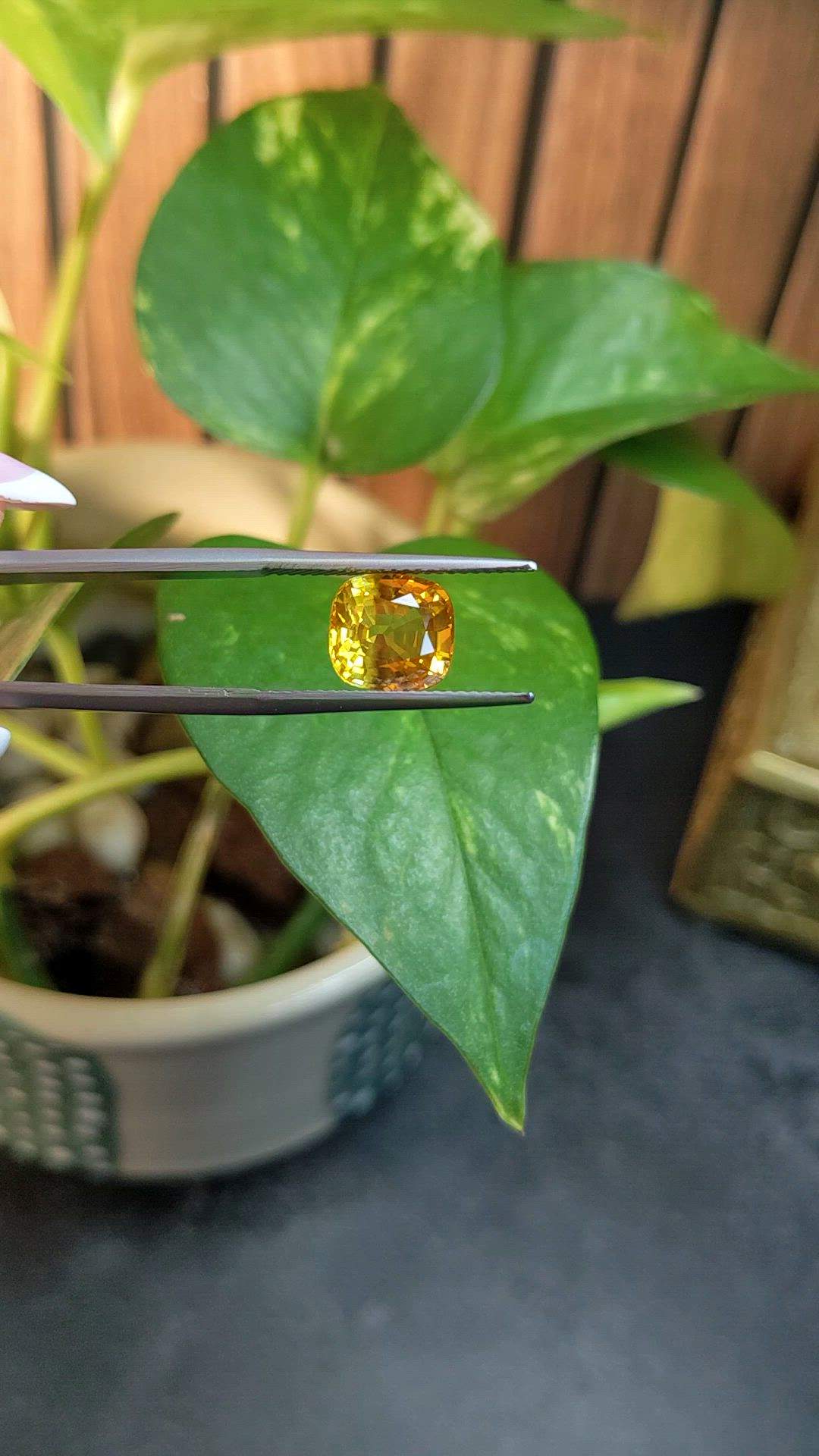 4.02 Ct. Orangish Yellow Sapphire from Ceylon (Sri Lanka) Size Video