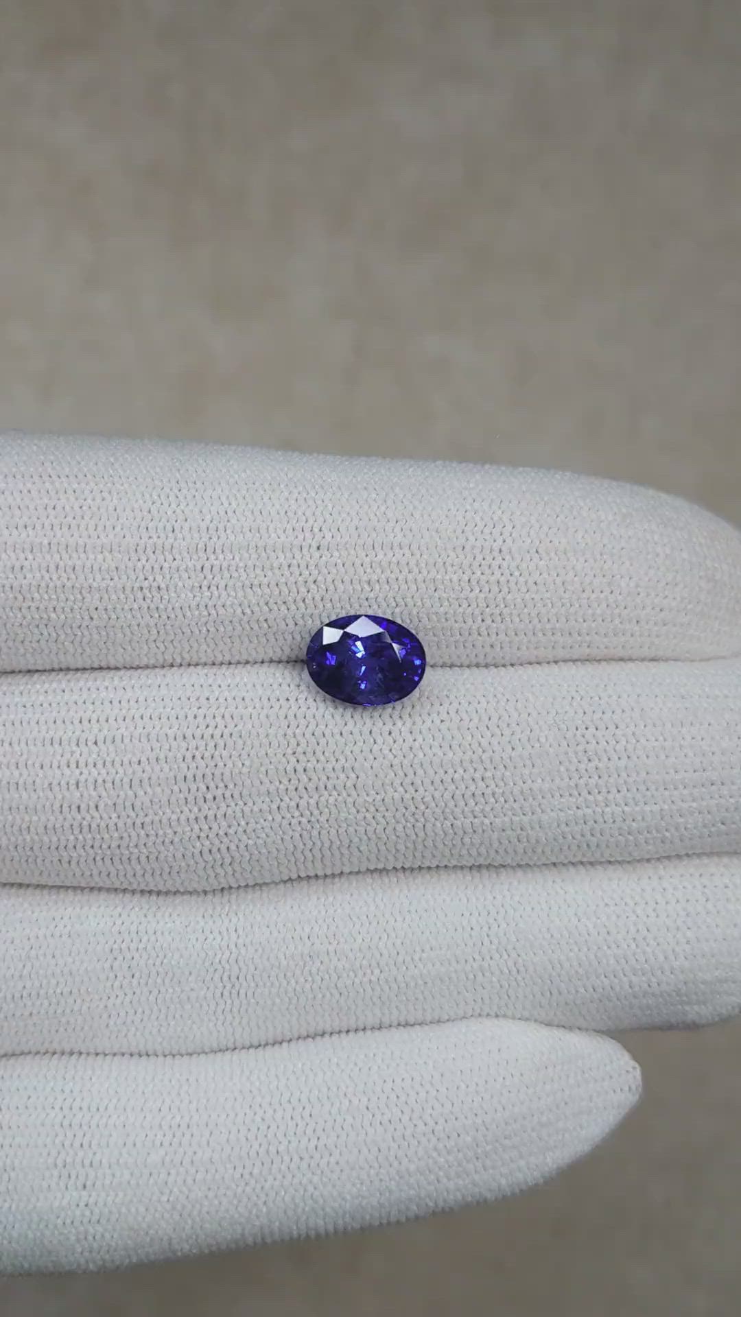 3.25 Ct. Purplish Blue Sapphire from Ceylon (Sri Lanka) Size Video