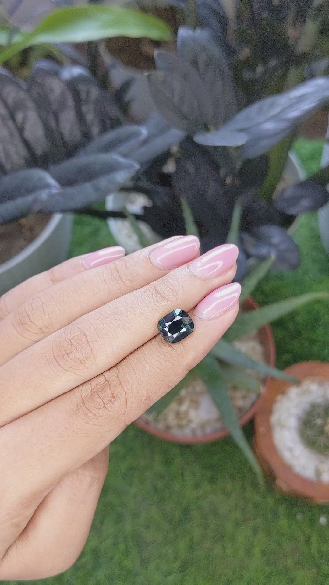 4.02 Ct. Bluish Green Sapphire from Madagascar Size Video