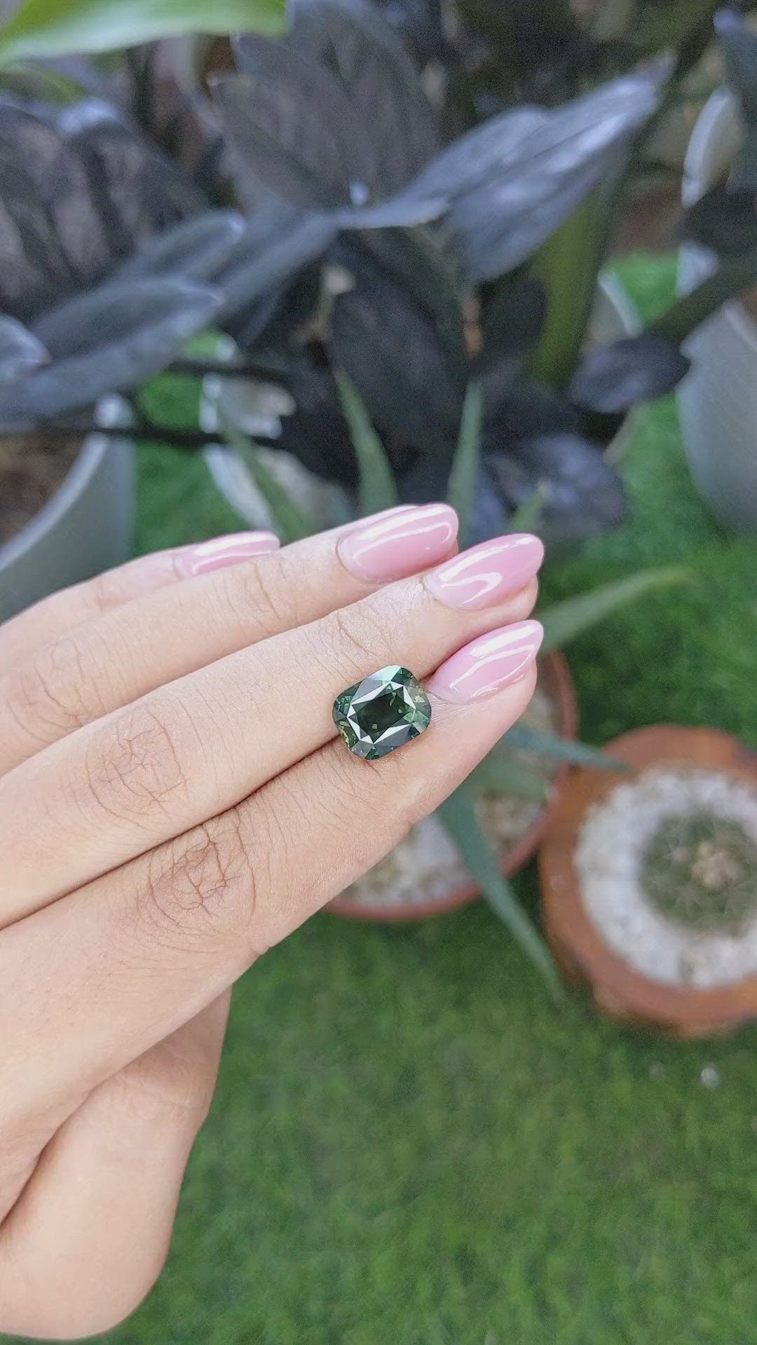 4.58 Ct. Green Sapphire from Madagascar Size Video
