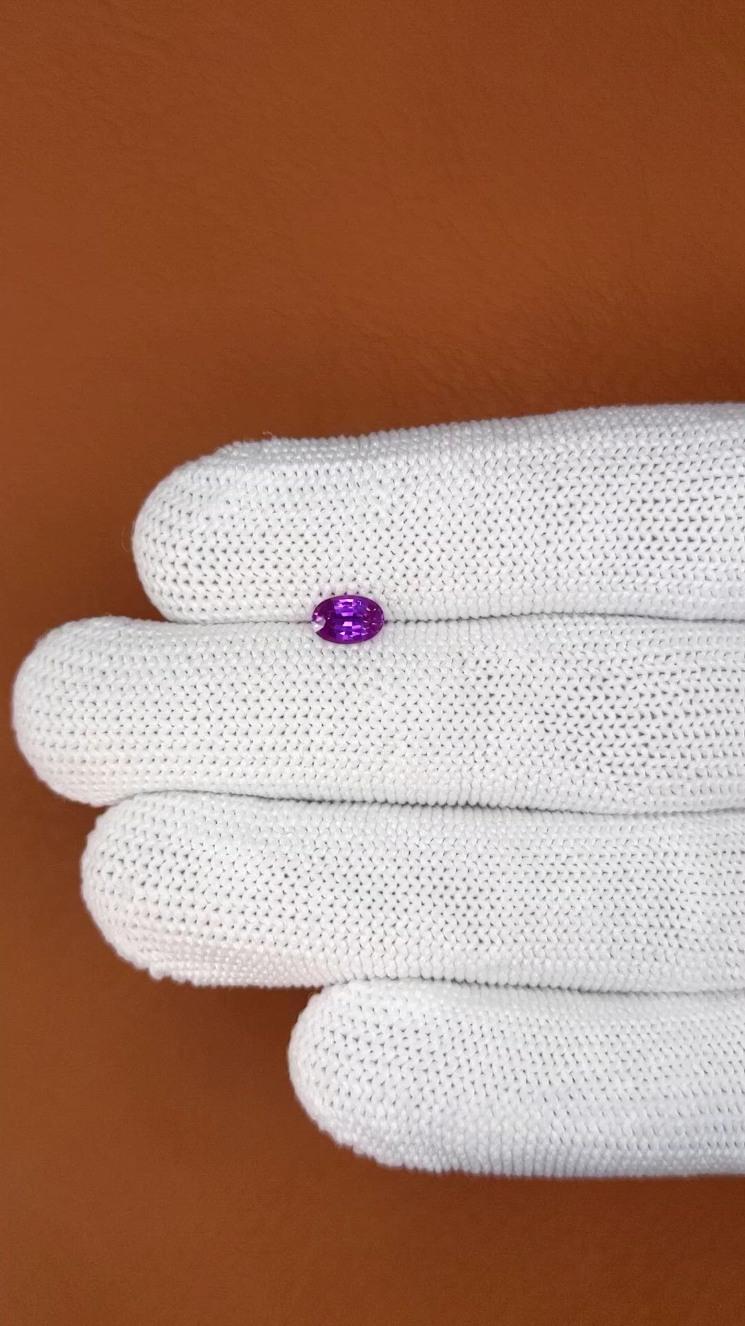 0.57 Ct. Pinkish Purple Sapphire from Ceylon (Sri Lanka) Size Video