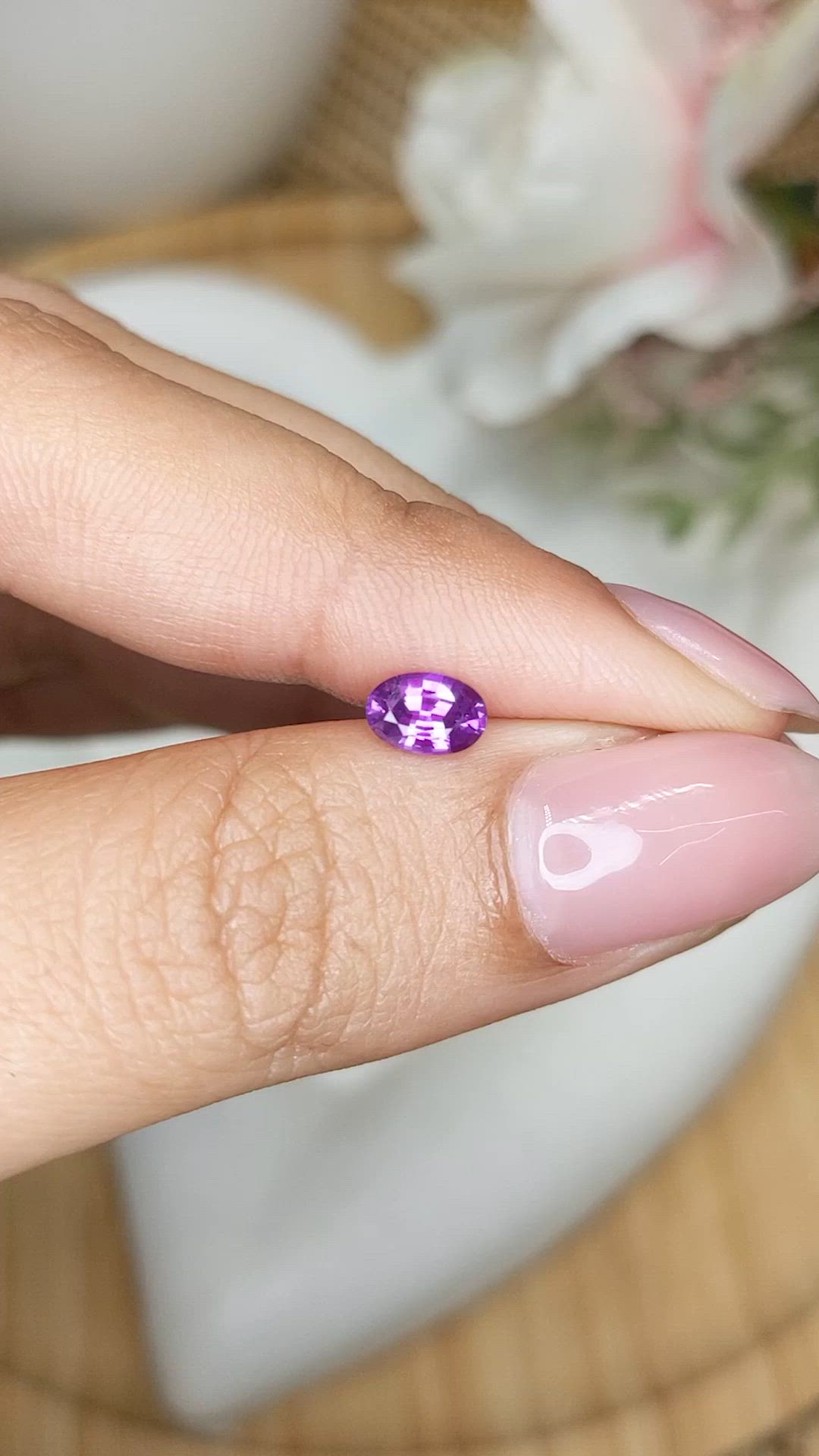 0.57 Ct. Pinkish Purple Sapphire from Ceylon (Sri Lanka) Size Video