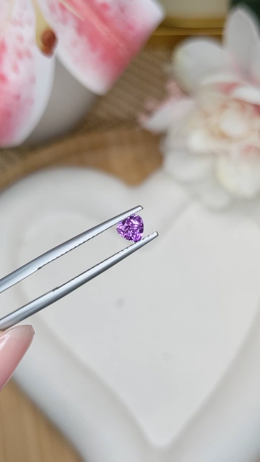 0.55 Ct. Pinkish Purple Sapphire from Ceylon (Sri Lanka) Size Video